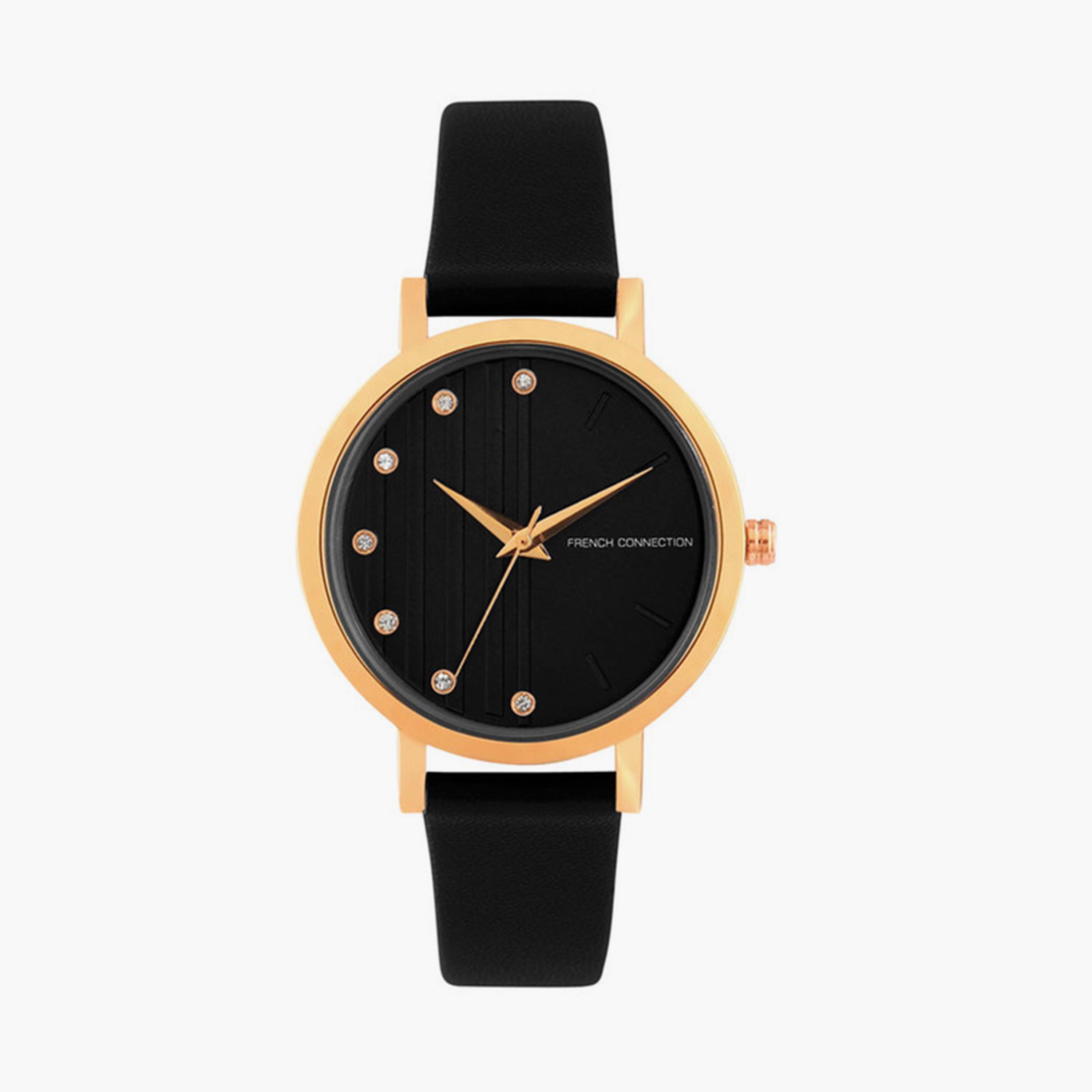 فرينش كونيكشن- ساعة تناظرية للنساء سوار ستانلس ستيل  30مم لون أسود | FC20-63F-R-women-watchesandjewellery-watches-image-1