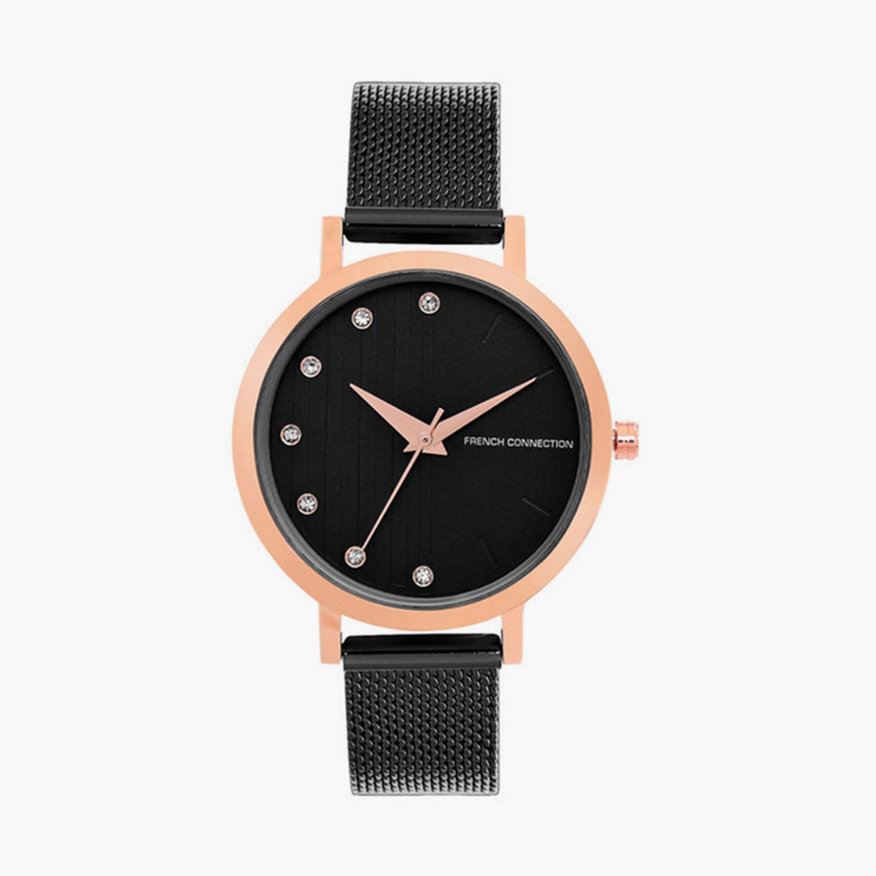 فرينش كونيكشن- ساعة تناظرية للنساء سوار ستانلس ستيل  33مم لون أسود | FC20-63J-R-women-watchesandjewellery-watches-image-1