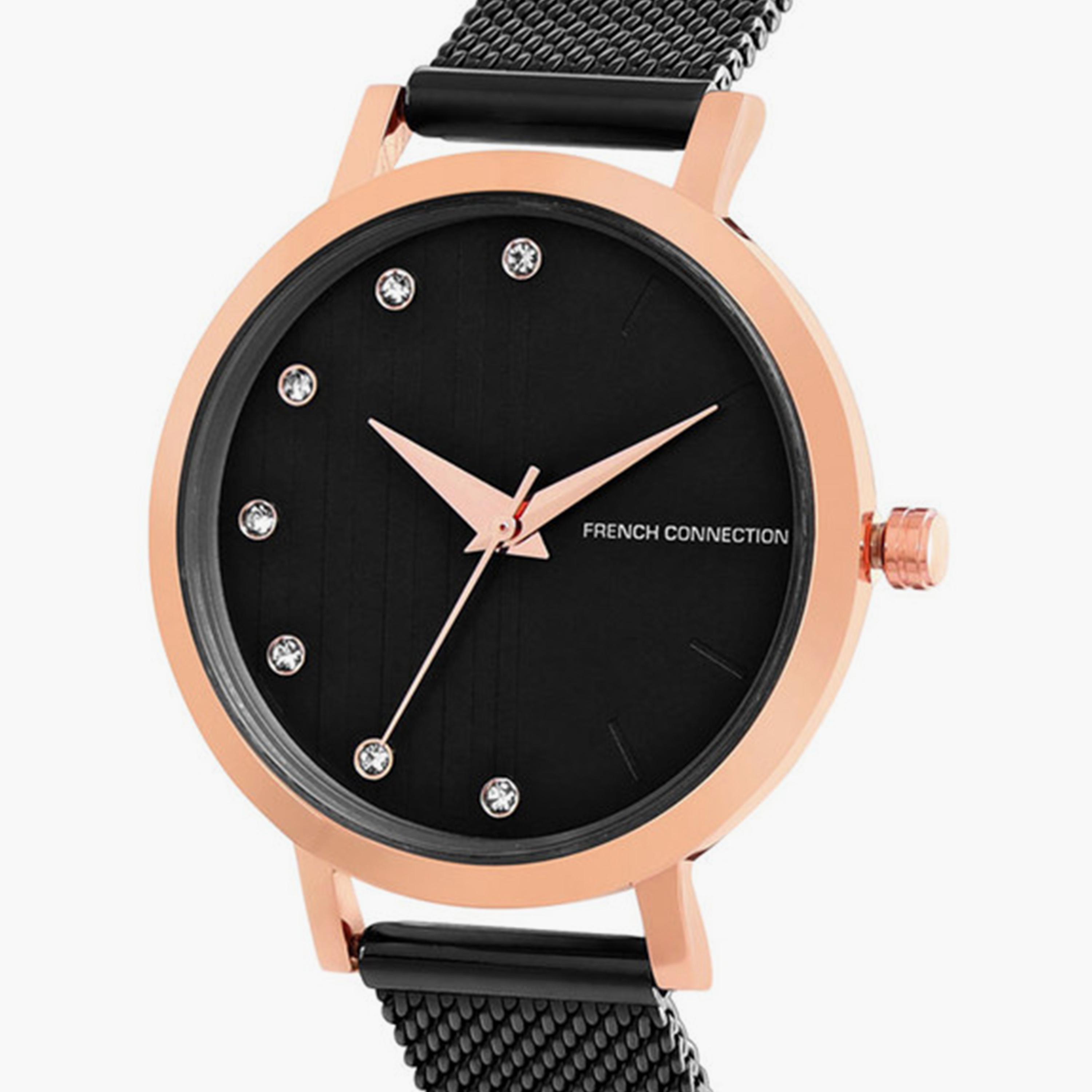 فرينش كونيكشن- ساعة تناظرية للنساء سوار ستانلس ستيل  33مم لون أسود | FC20-63J-R-women-watchesandjewellery-watches-image-2