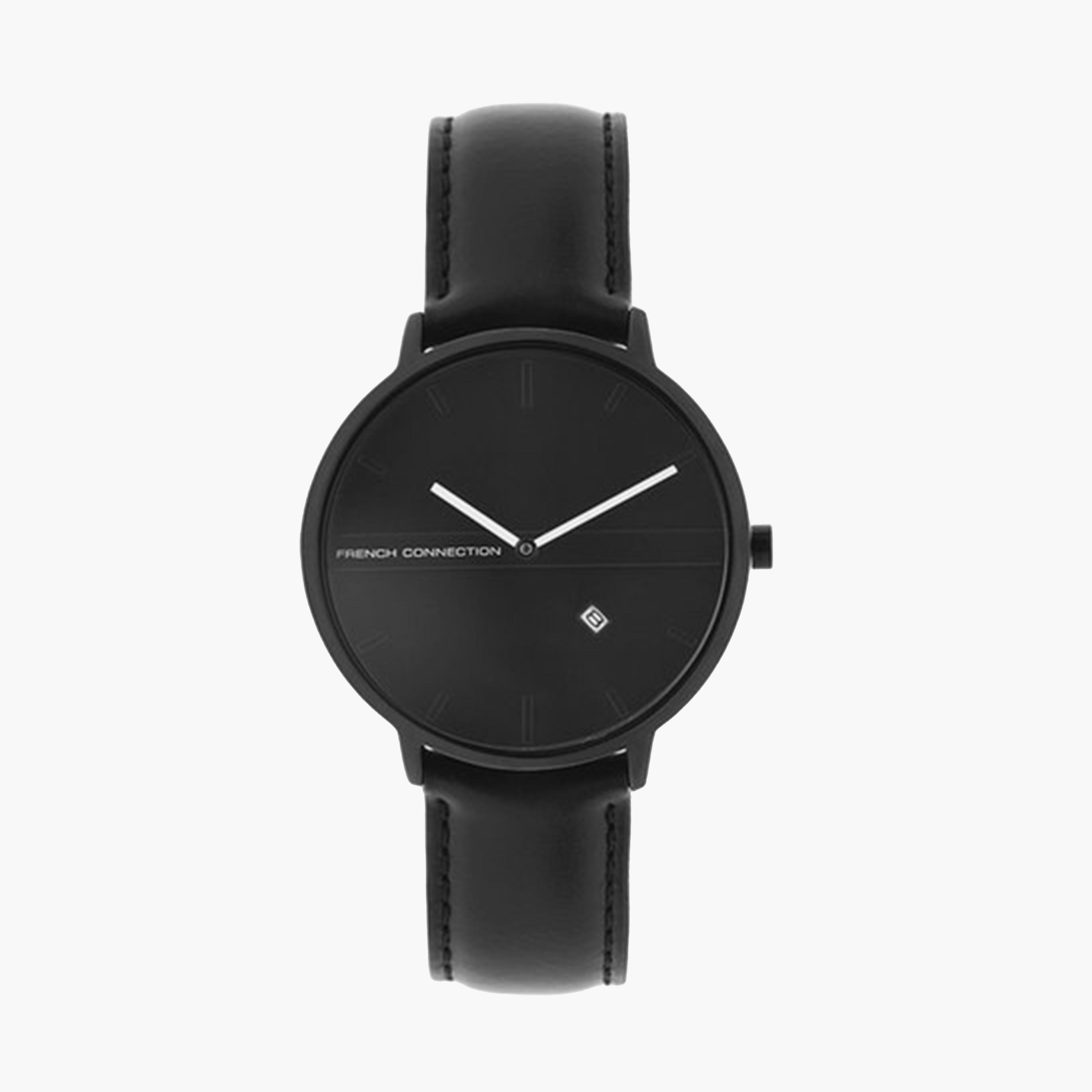 French Connection Women's 43MM Black Analog Leather Strap Watch | FCM0001C-women-watchesandjewellery-watches-image-1