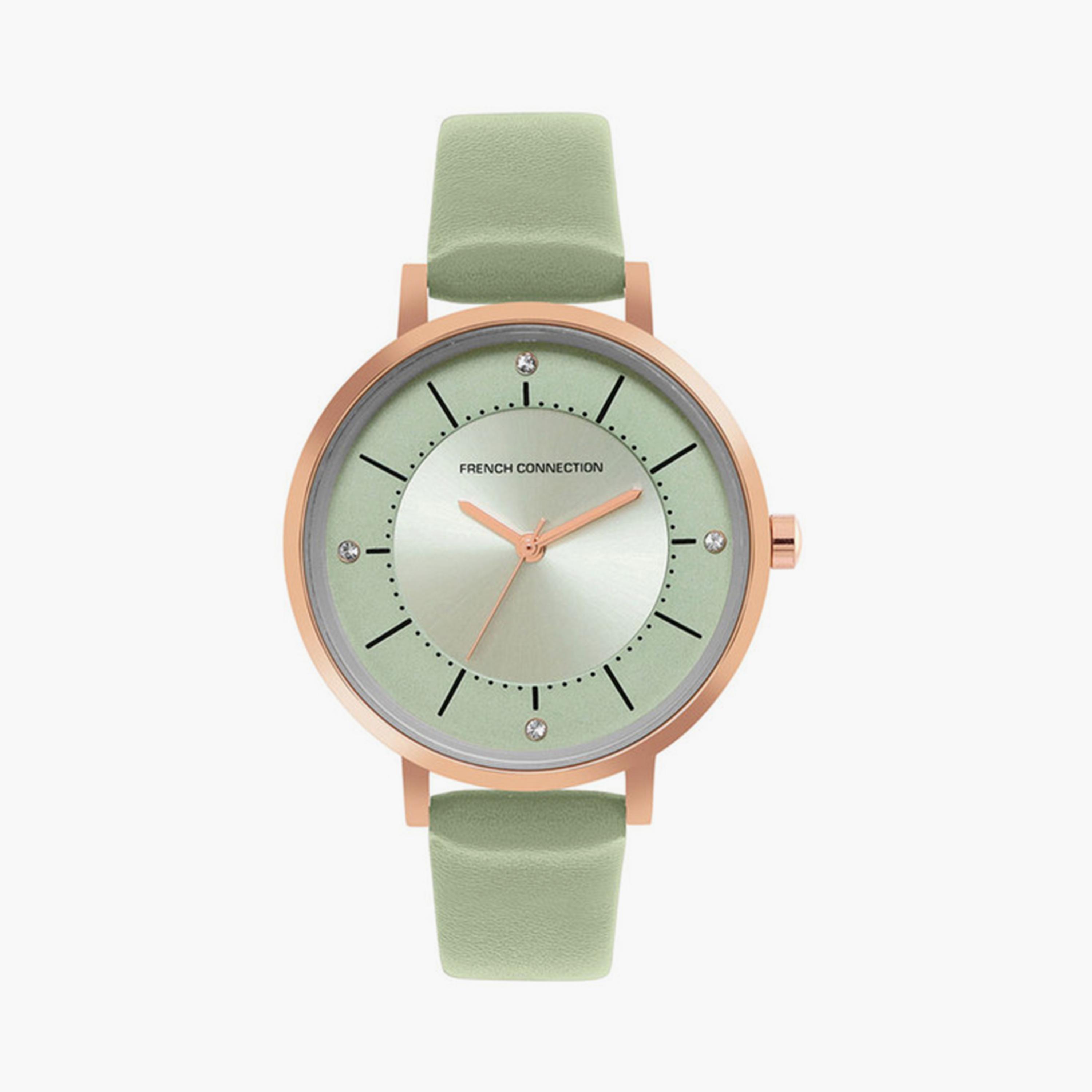 French Connection Women's 34MM Green Analog Leather Strap Watch | FCN00010B-women-watchesandjewellery-watches-image-1