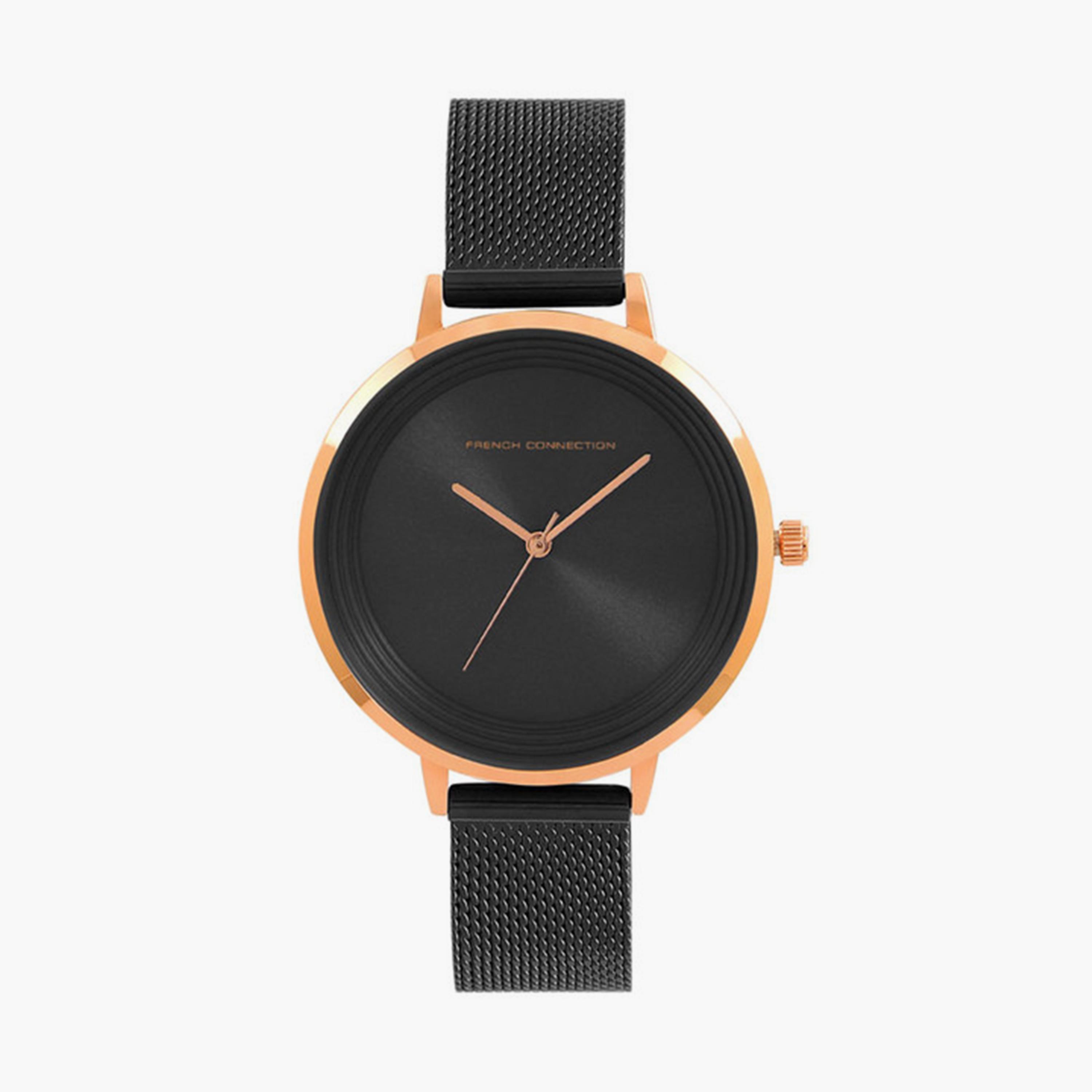 فرينش كونيكشن- ساعة تناظرية للنساء سوار ستانلس ستيل  36.5مم لون أسود | FCN0001D-women-watchesandjewellery-watches-image-1