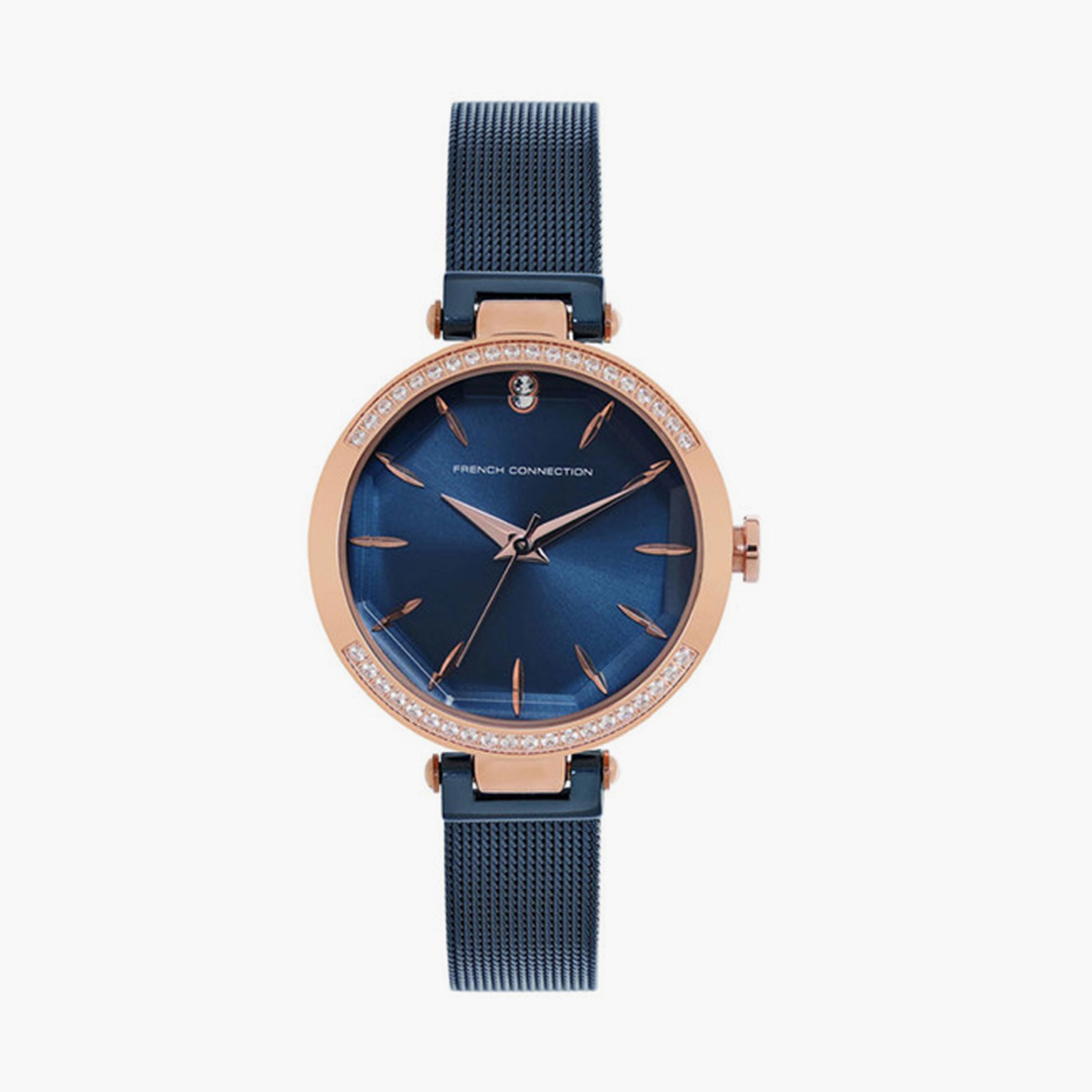 فرينش كونيكشن- ساعة تناظرية للنساء سوار ستانلس ستيل  32مم لون أزرق | FCP21URGM-women-watchesandjewellery-watches-image-1