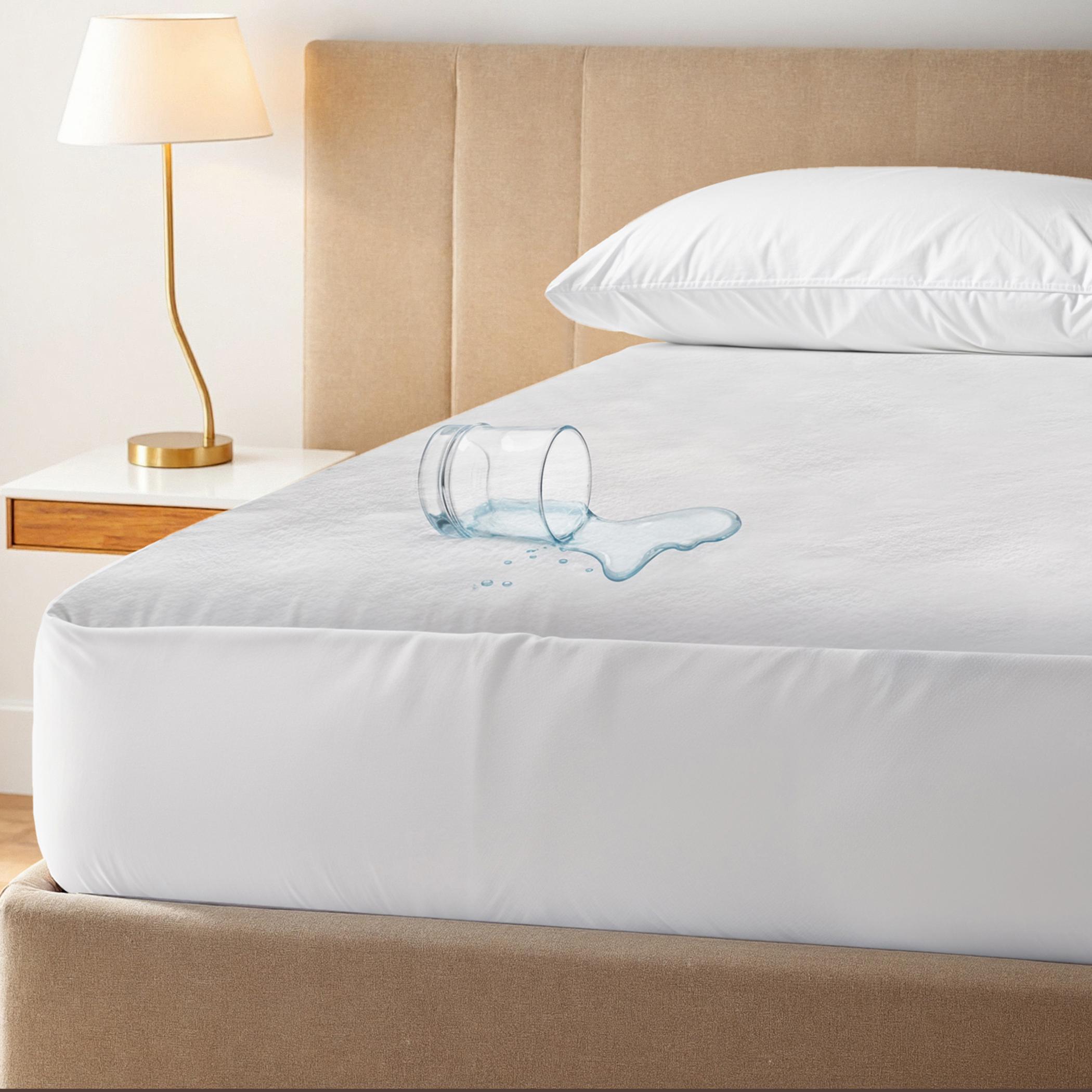 Ultima Hypoallergenic Laminated Poly Knitted Waterproof Twin Mattress Protector - 120x200+35 cm-hbxbedroom-bedding-protectorsandtoppers-image-1