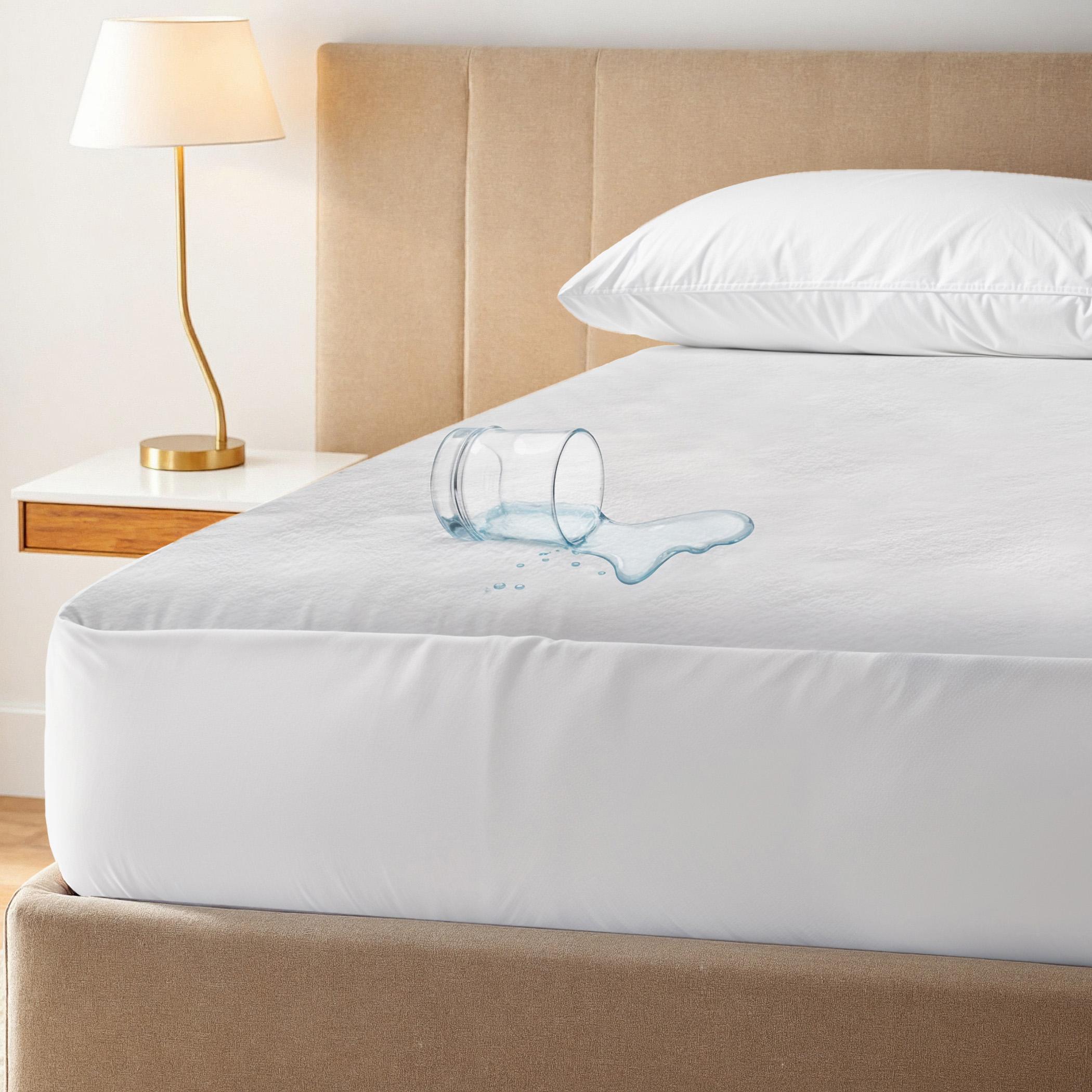 Ultima Hypoallergenic PU Laminated Poly Knitted Waterproof Queen Mattress Protector -150x200+35 cm-hbxbedroom-bedding-protectorsandtoppers-image-1