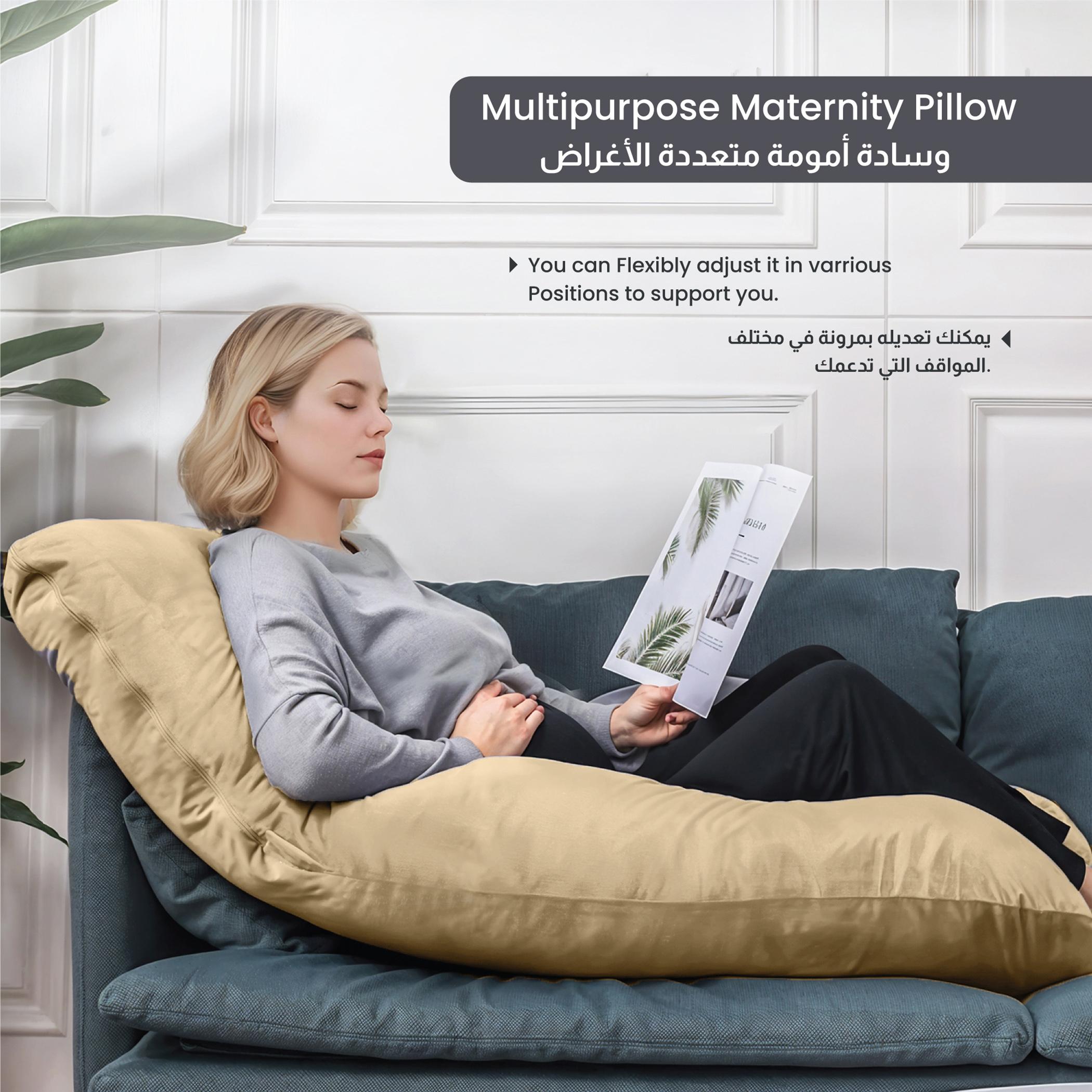 Ultima 240gsm Velvet G Shape Pregnancy Pillow - 70x140 cm-hbxdecorandfurnishings-bedding-duvetsandpillows-image-2