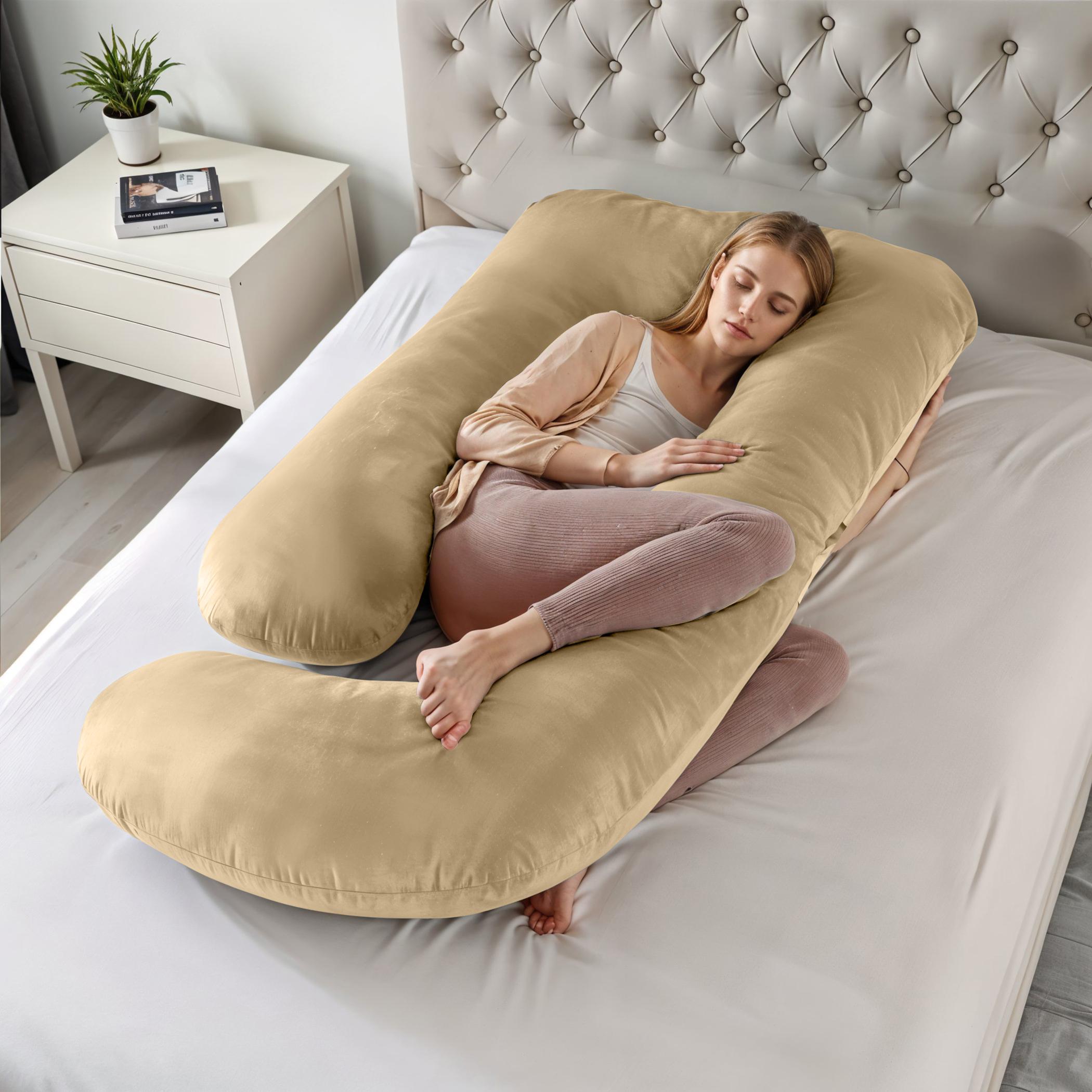 Ultima 240gsm Velvet G Shape Pregnancy Pillow - 70x140 cm-hbxdecorandfurnishings-bedding-duvetsandpillows-image-4