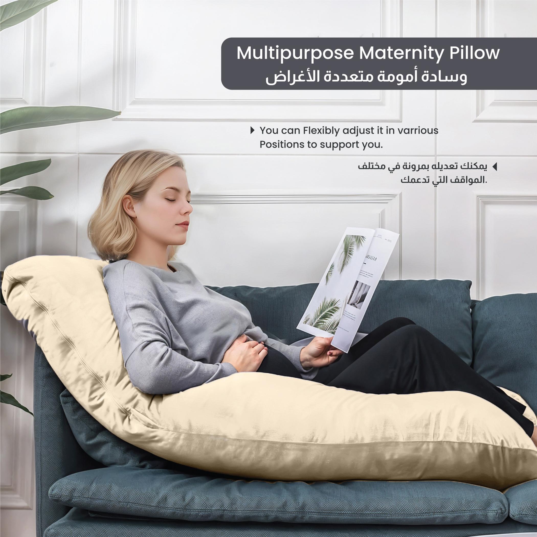 Ultima 240gsm Velvet G Shape Pregnancy Pillow - 70x140 cm-hbxdecorandfurnishings-bedding-duvetsandpillows-image-2