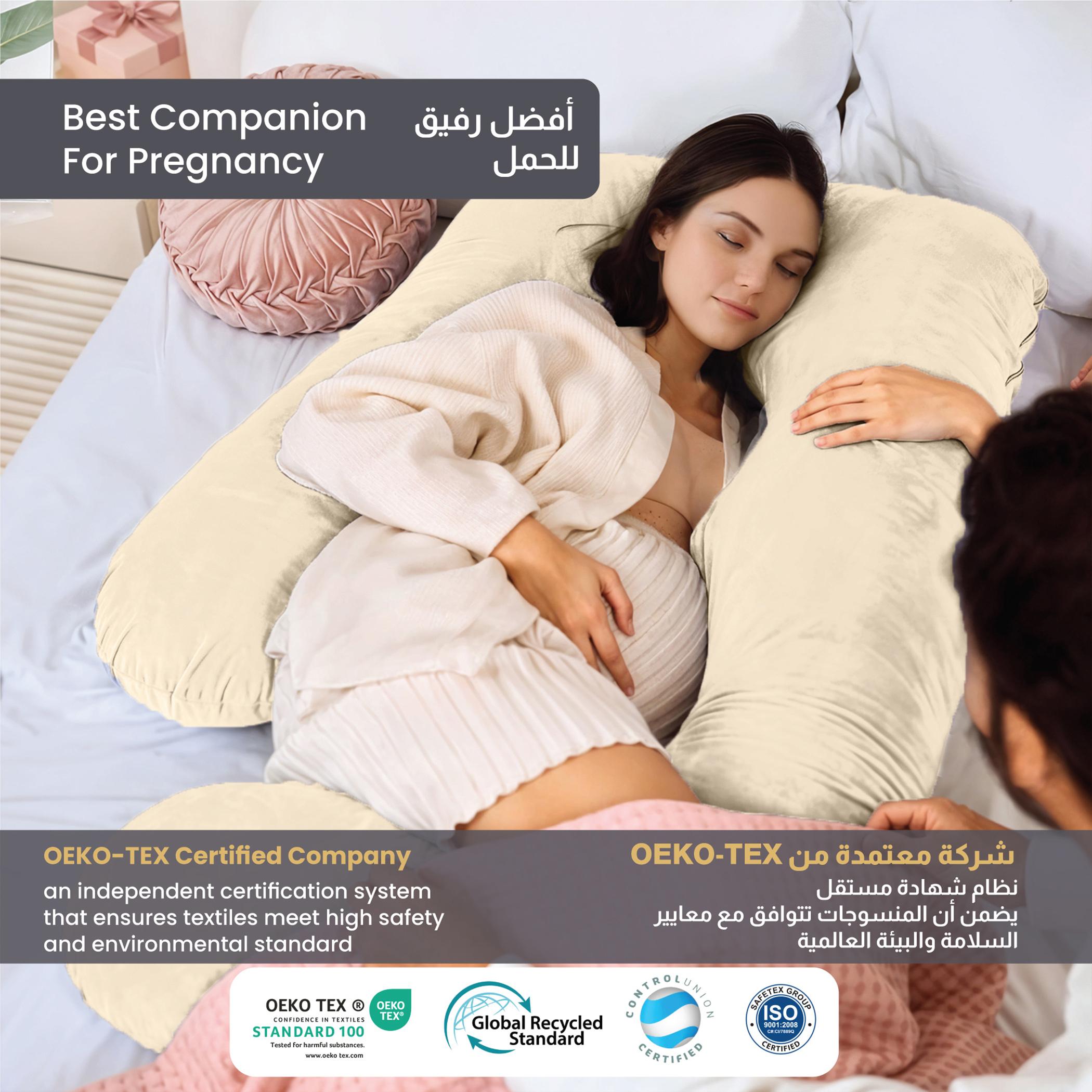 Ultima 240gsm Velvet G Shape Pregnancy Pillow - 70x140 cm-hbxdecorandfurnishings-bedding-duvetsandpillows-image-3