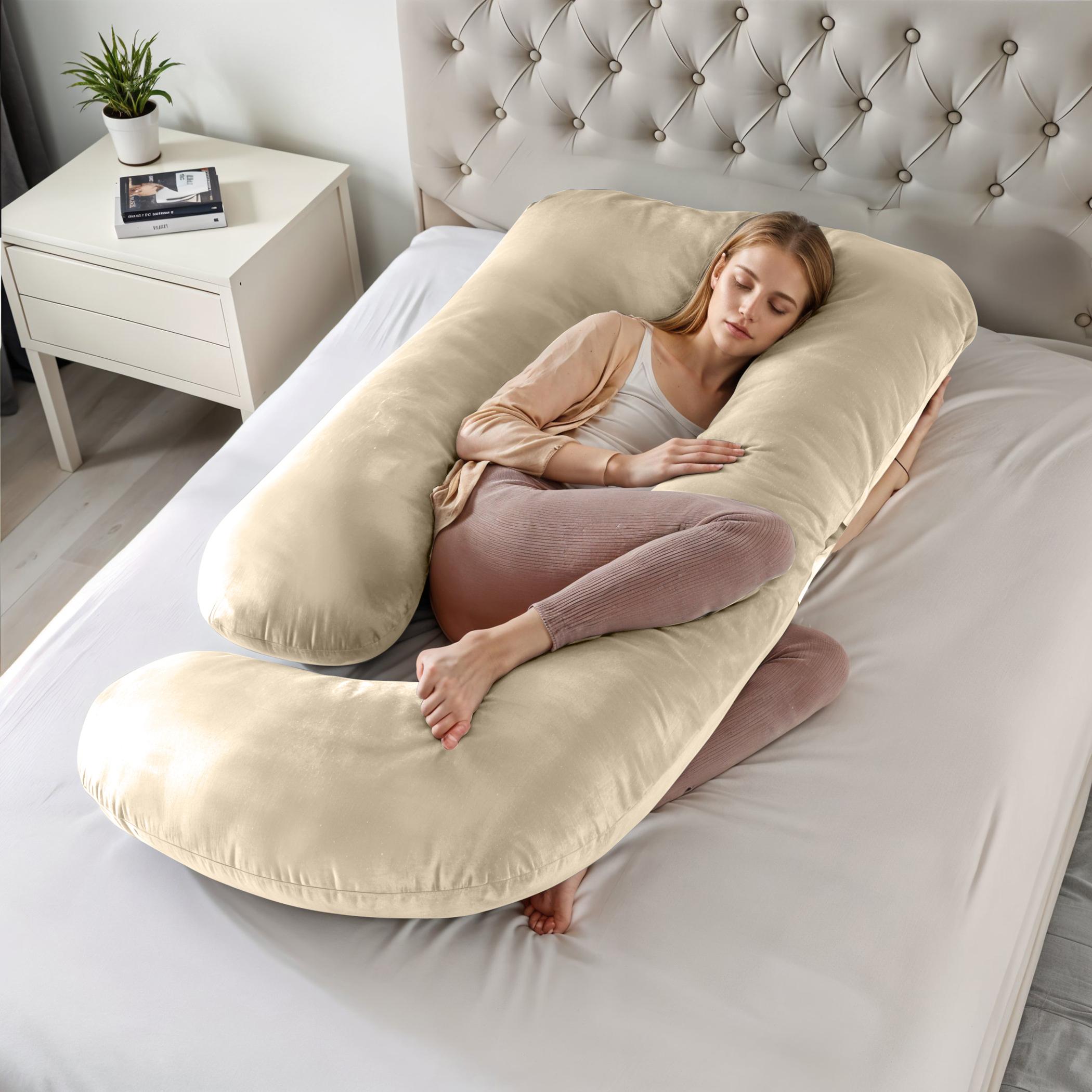 Ultima 240gsm Velvet G Shape Pregnancy Pillow - 70x140 cm-hbxdecorandfurnishings-bedding-duvetsandpillows-image-4