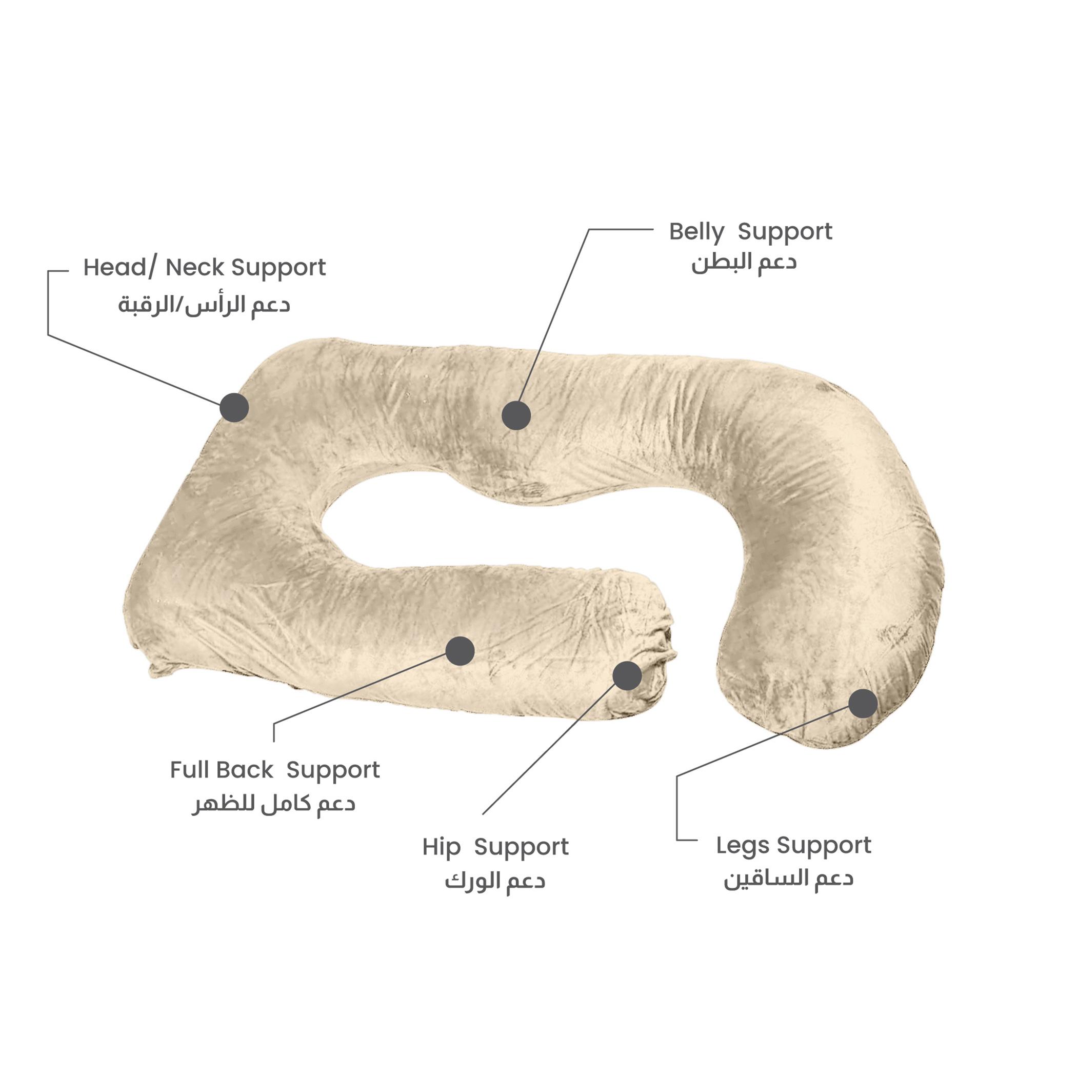 Ultima 240gsm Velvet G Shape Pregnancy Pillow - 70x140 cm-hbxdecorandfurnishings-bedding-duvetsandpillows-image-5