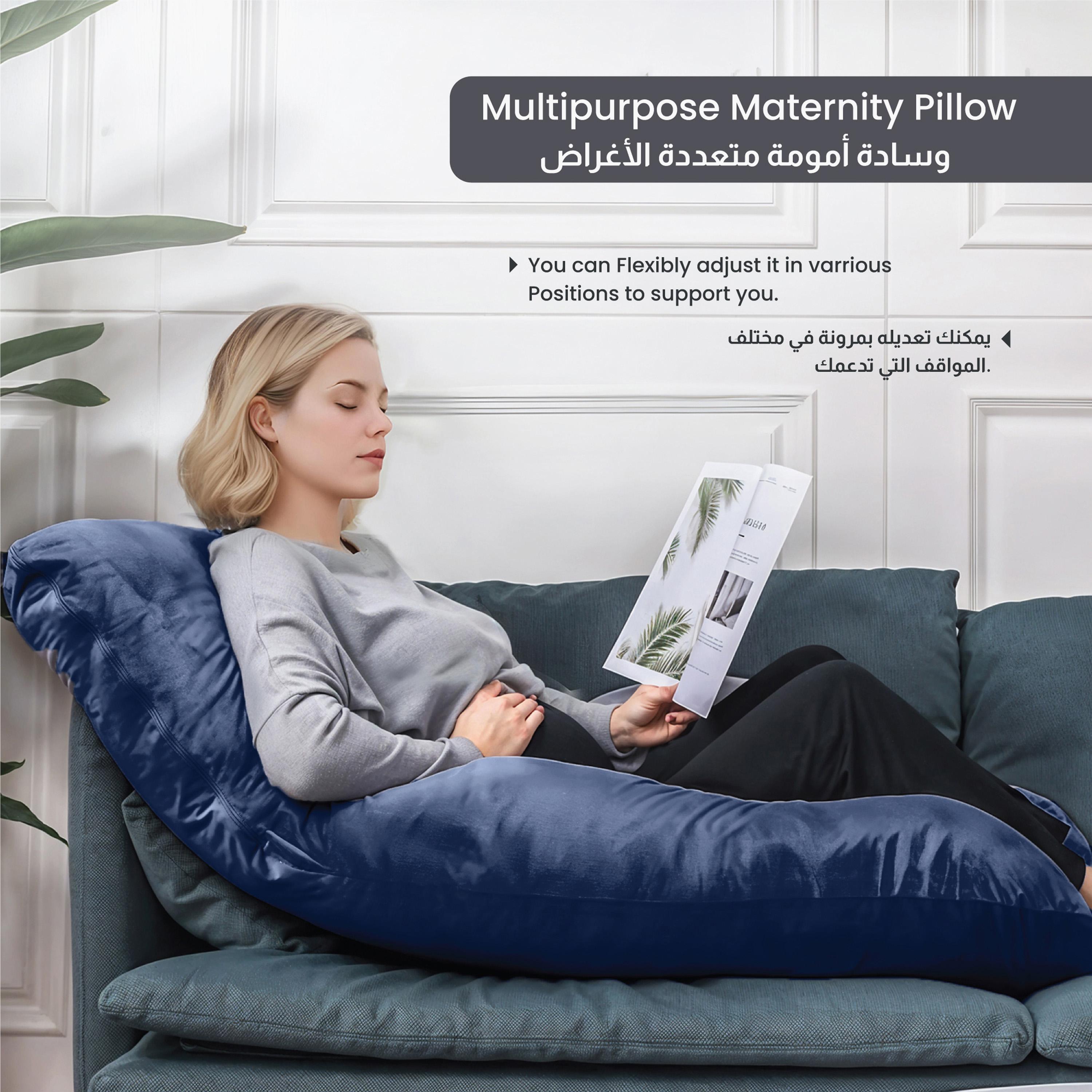 Ultima Velvet 240 GSM G-shape Pregnancy Pillow - 70x140 cm-hbxdecorandfurnishings-bedding-duvetsandpillows-image-2