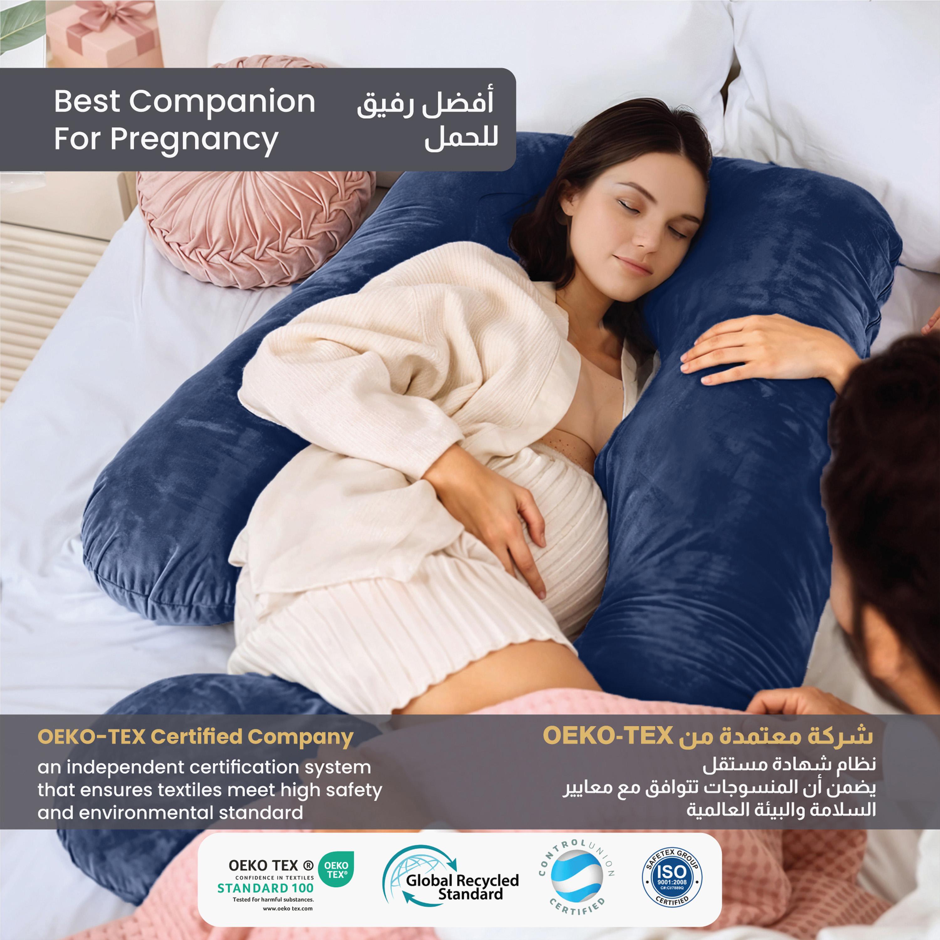 Ultima Velvet 240 GSM G-shape Pregnancy Pillow - 70x140 cm-hbxdecorandfurnishings-bedding-duvetsandpillows-image-3