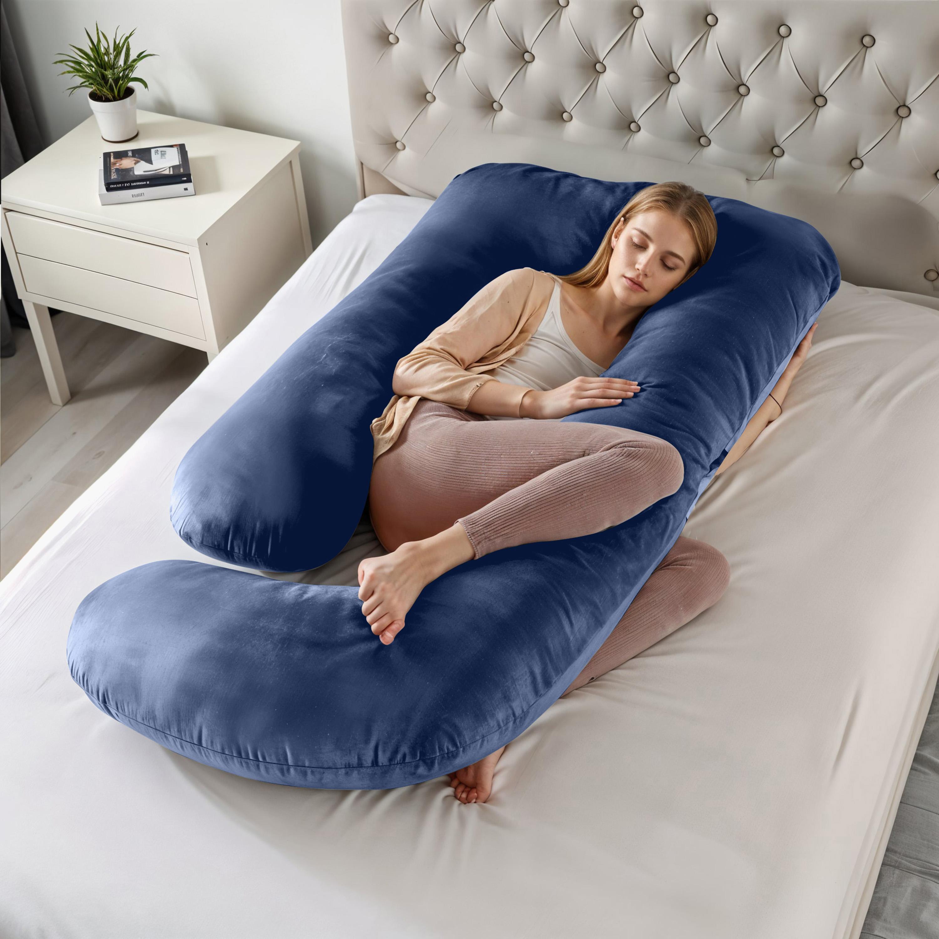 Ultima Velvet 240 GSM G-shape Pregnancy Pillow - 70x140 cm-hbxdecorandfurnishings-bedding-duvetsandpillows-image-4