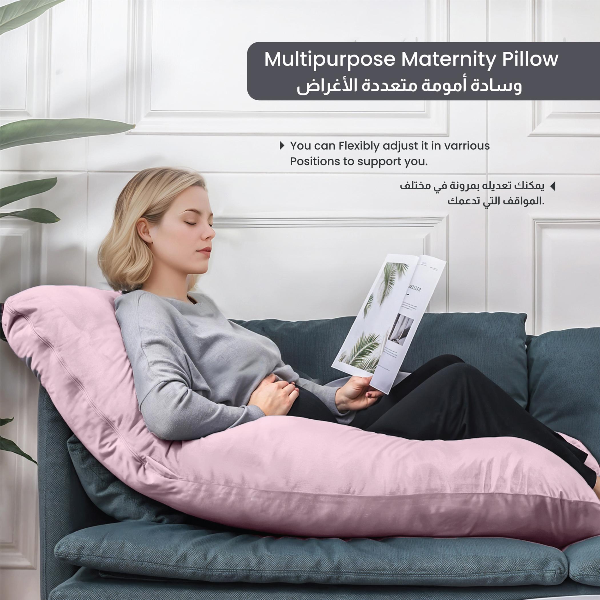 Ultima 240gsm Velvet G Shape Pregnancy Pillow - 70x140 cm-hbxdecorandfurnishings-bedding-duvetsandpillows-image-2