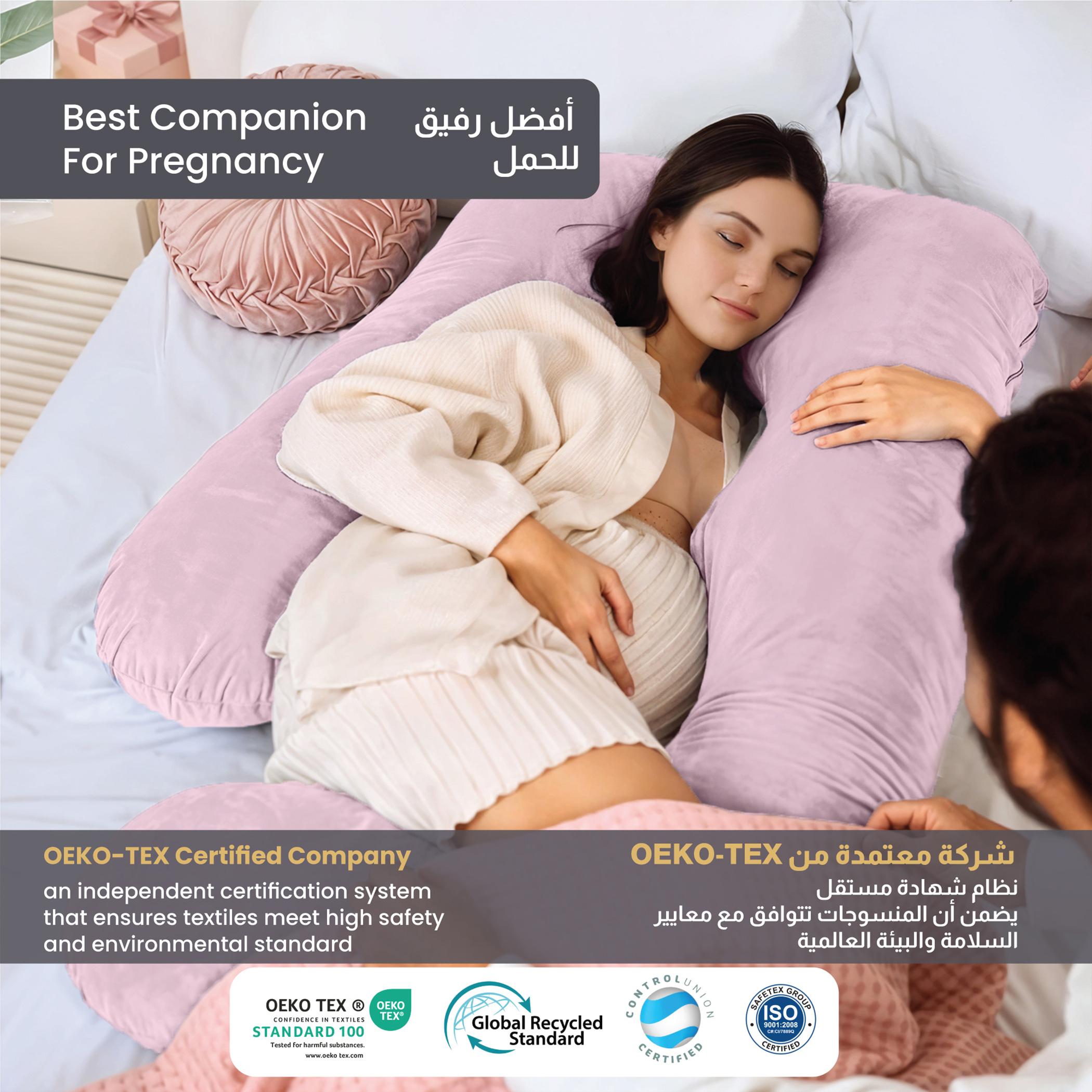 Ultima 240gsm Velvet G Shape Pregnancy Pillow - 70x140 cm-hbxdecorandfurnishings-bedding-duvetsandpillows-image-3