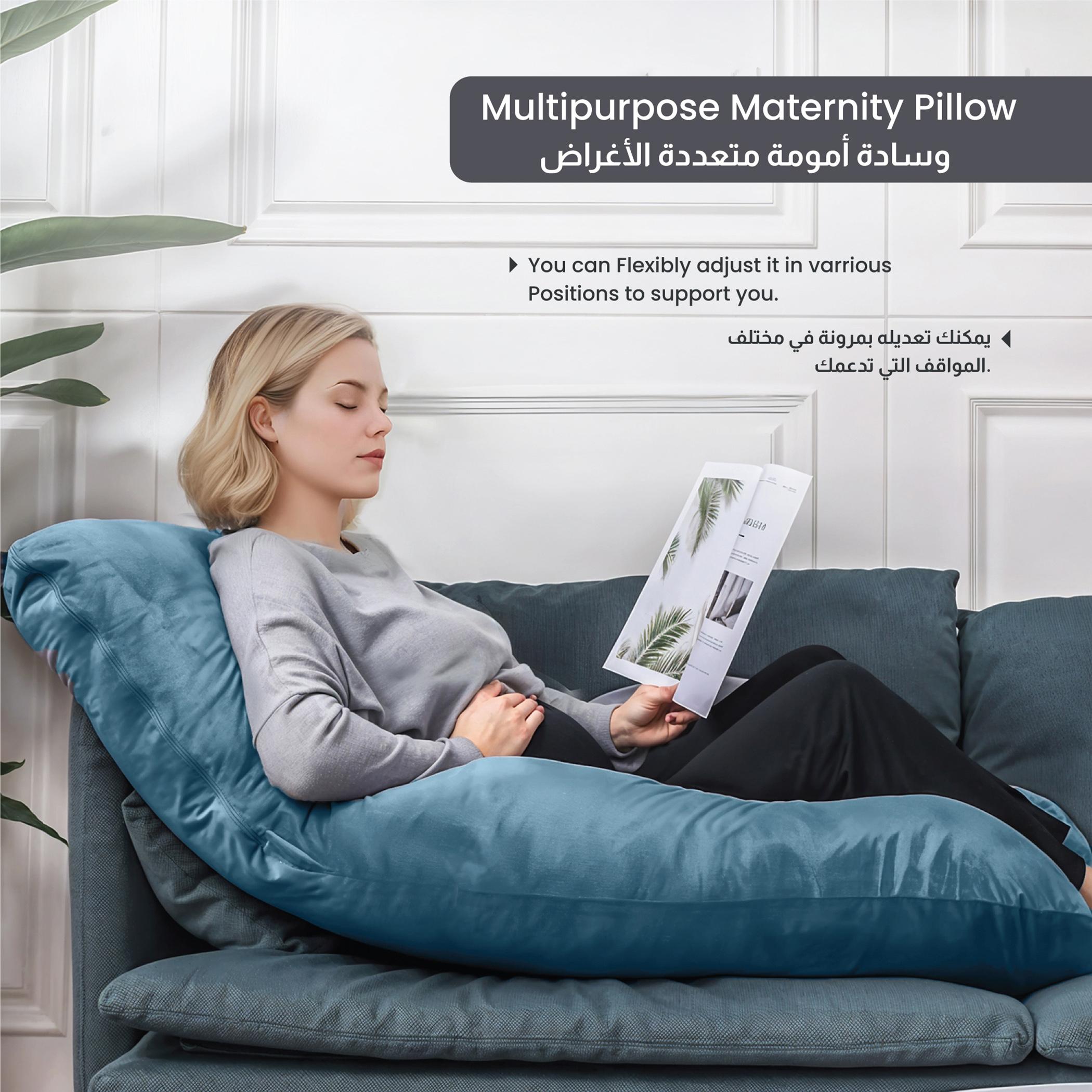 Ultima Velvet 240 GSM G-Shape Pregnancy Pillow - 70x140 cm-hbxdecorandfurnishings-bedding-duvetsandpillows-image-2