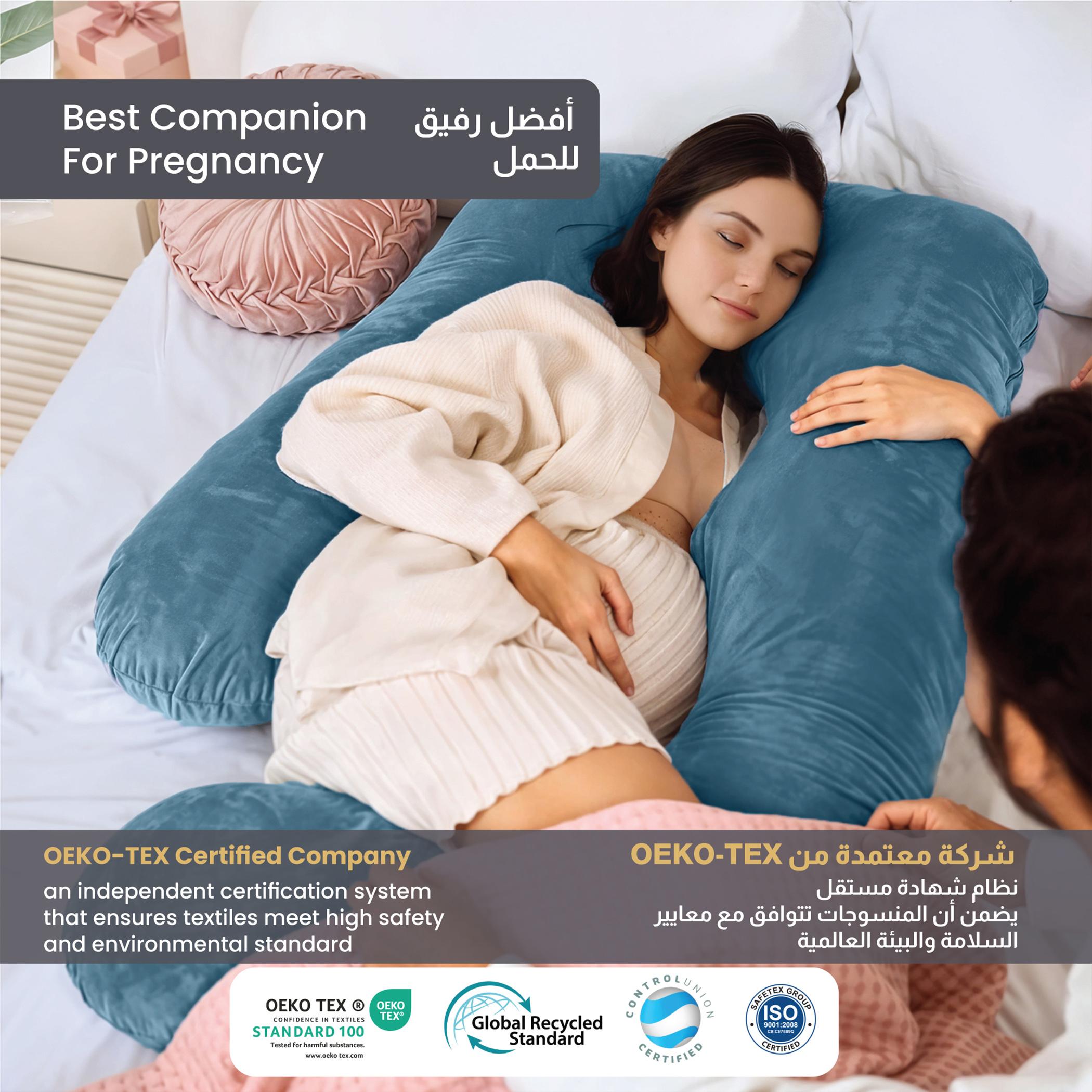 Ultima Velvet 240 GSM G-Shape Pregnancy Pillow - 70x140 cm-hbxdecorandfurnishings-bedding-duvetsandpillows-image-3