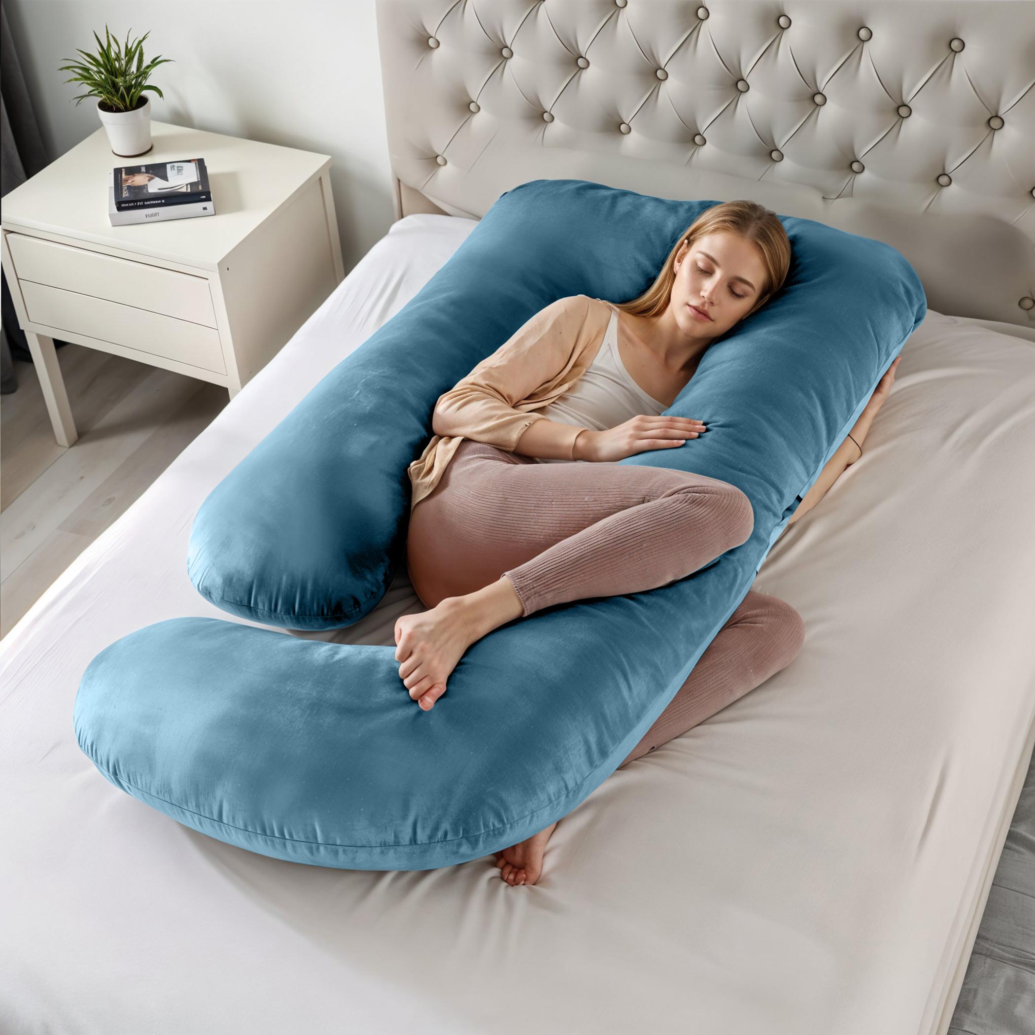 Ultima Velvet 240 GSM G-Shape Pregnancy Pillow - 70x140 cm-hbxdecorandfurnishings-bedding-duvetsandpillows-image-4