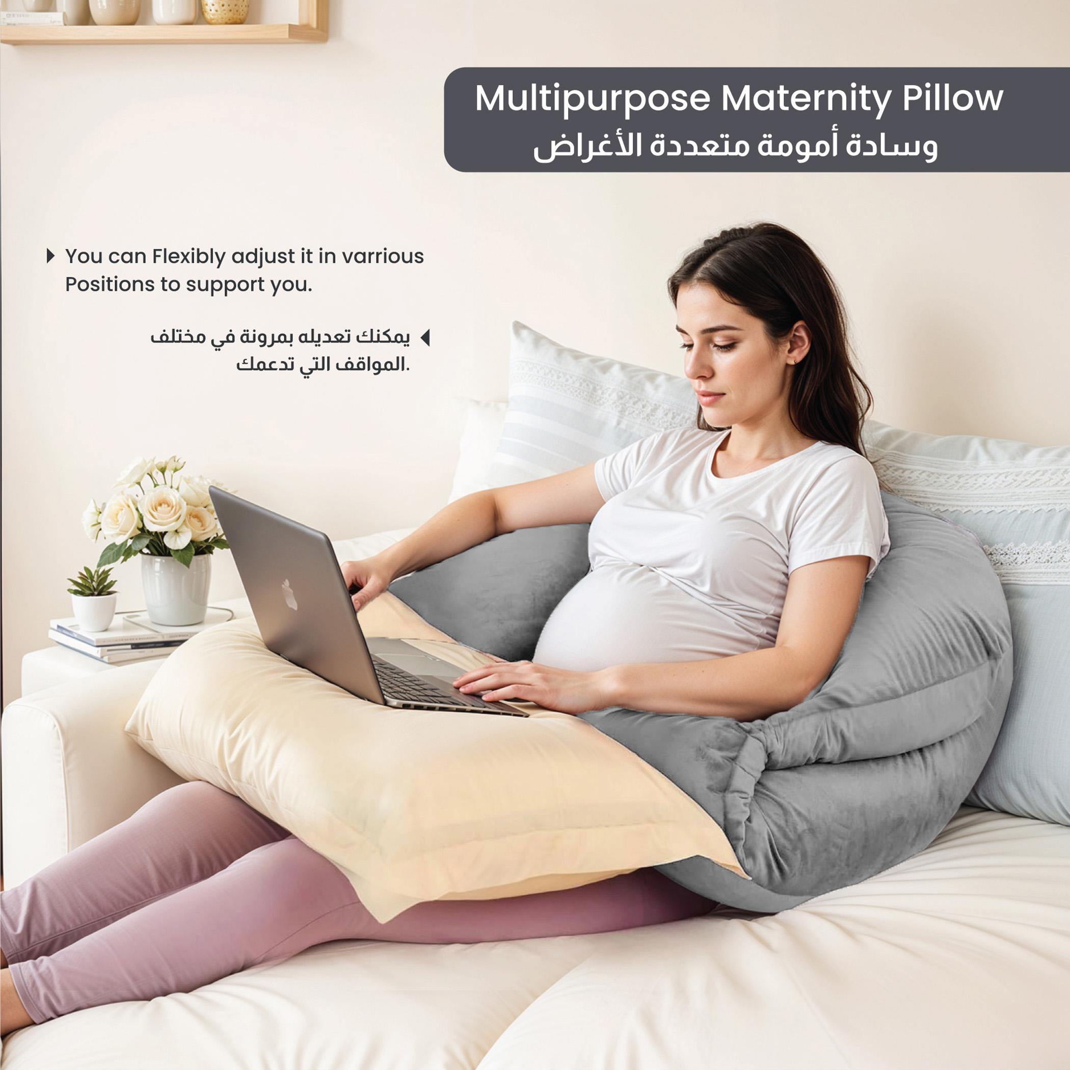 Ultima Velvet 240 GSM U-Shape Pregnancy Pillow - 70x140 cm-hbxdecorandfurnishings-bedding-duvetsandpillows-image-2