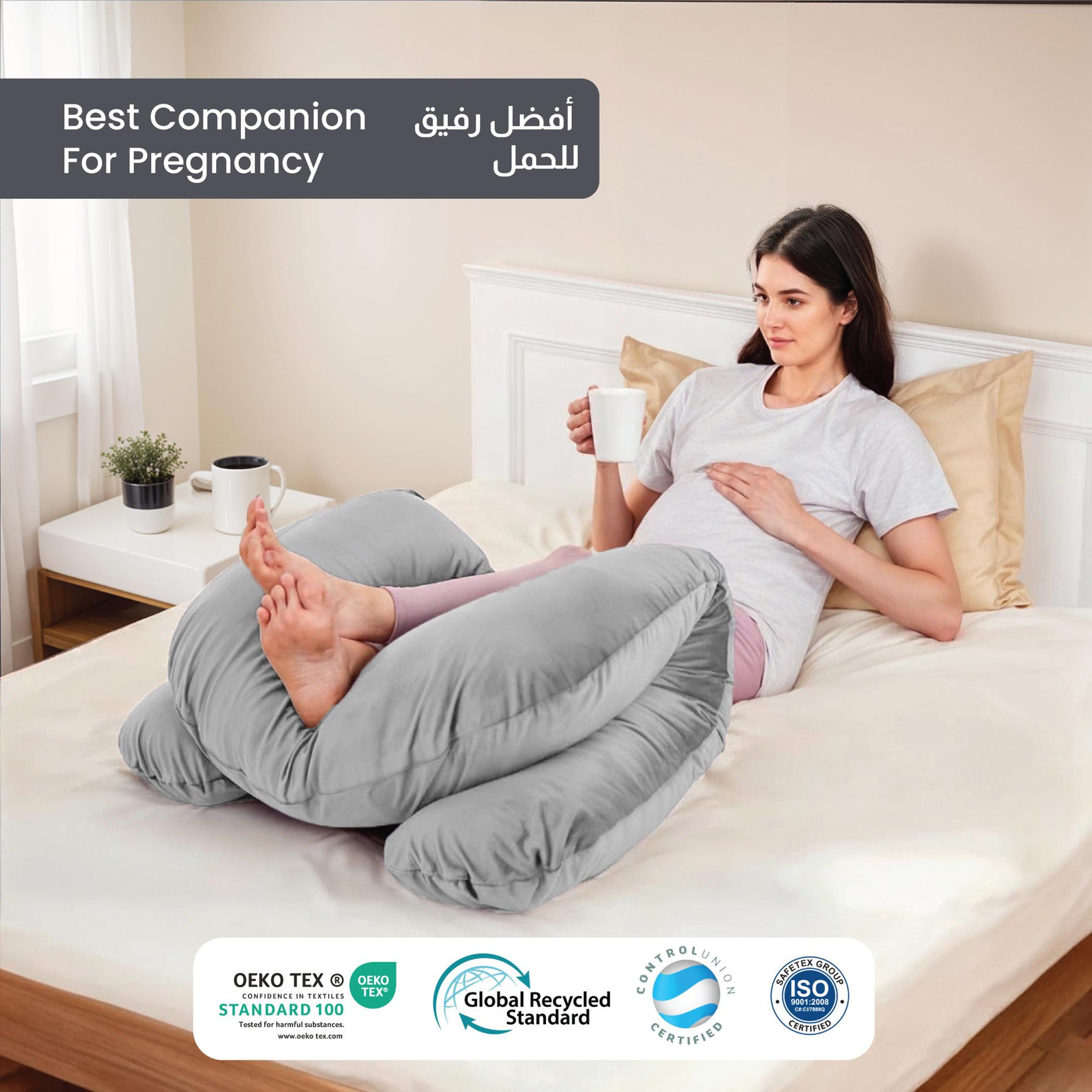 Ultima Velvet 240 GSM U-Shape Pregnancy Pillow - 70x140 cm-hbxdecorandfurnishings-bedding-duvetsandpillows-image-3