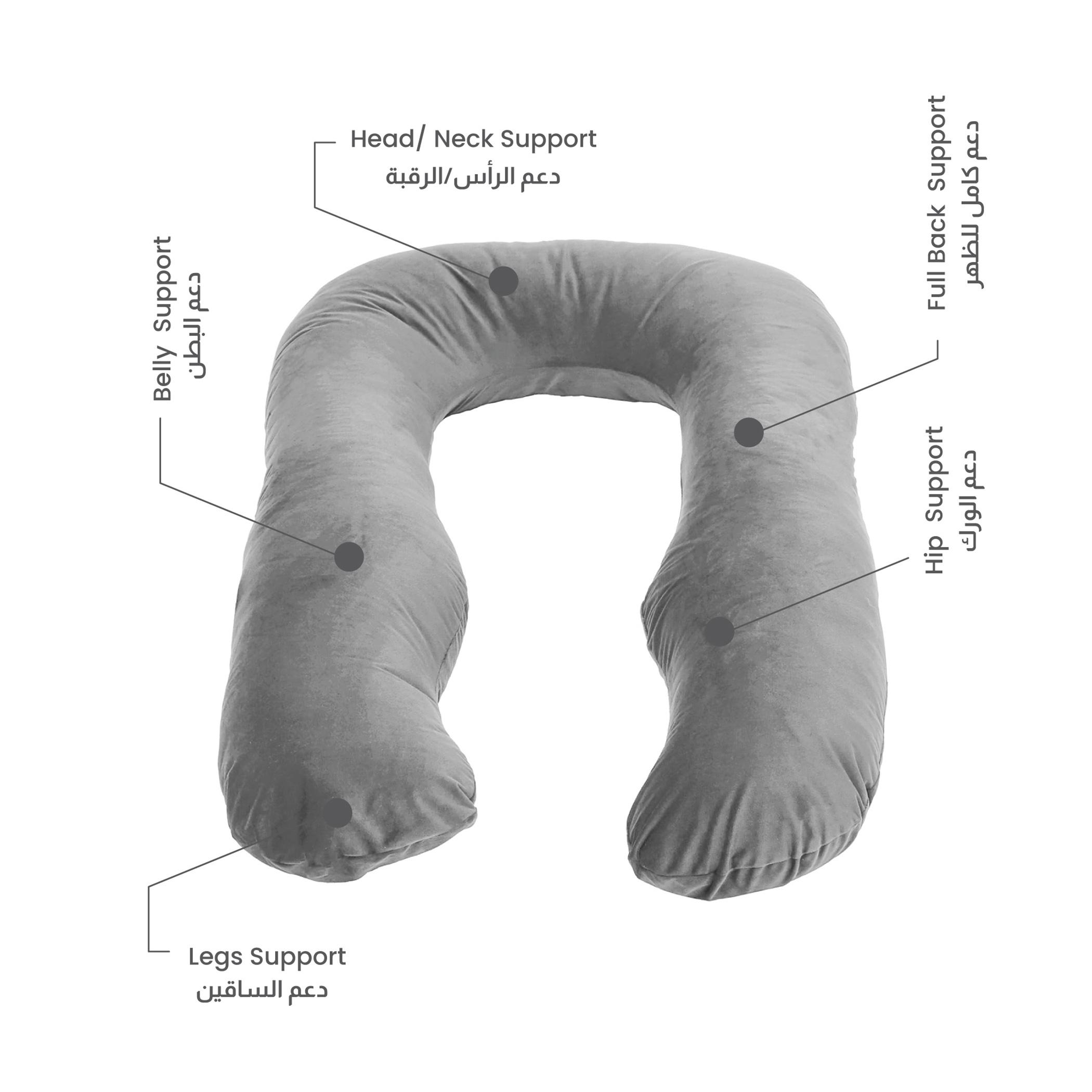 Ultima Velvet 240 GSM U-Shape Pregnancy Pillow - 70x140 cm-hbxdecorandfurnishings-bedding-duvetsandpillows-image-5