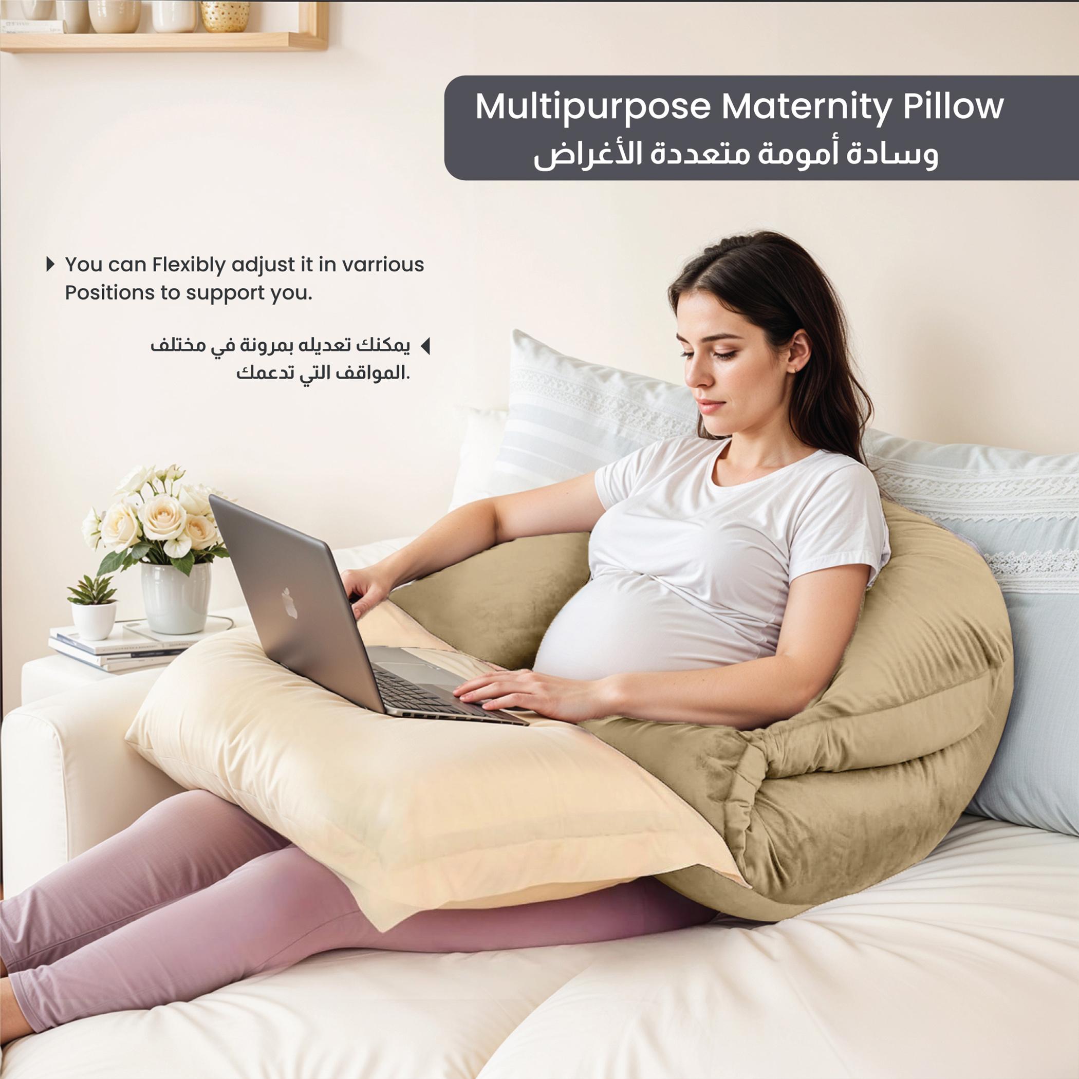 Ultima Velvet 240 GSM U-Shape Pregnancy Pillow - 70x140 cm-hbxdecorandfurnishings-bedding-duvetsandpillows-image-1