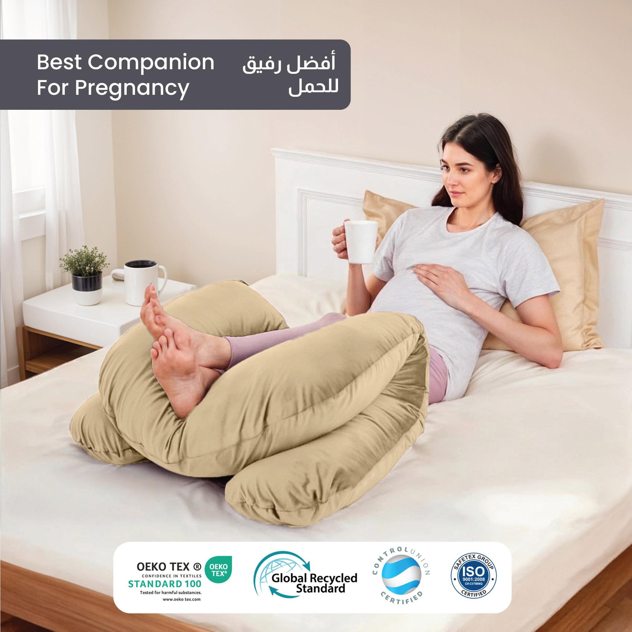Ultima Velvet 240 GSM U-Shape Pregnancy Pillow - 70x140 cm-hbxdecorandfurnishings-bedding-duvetsandpillows-image-2