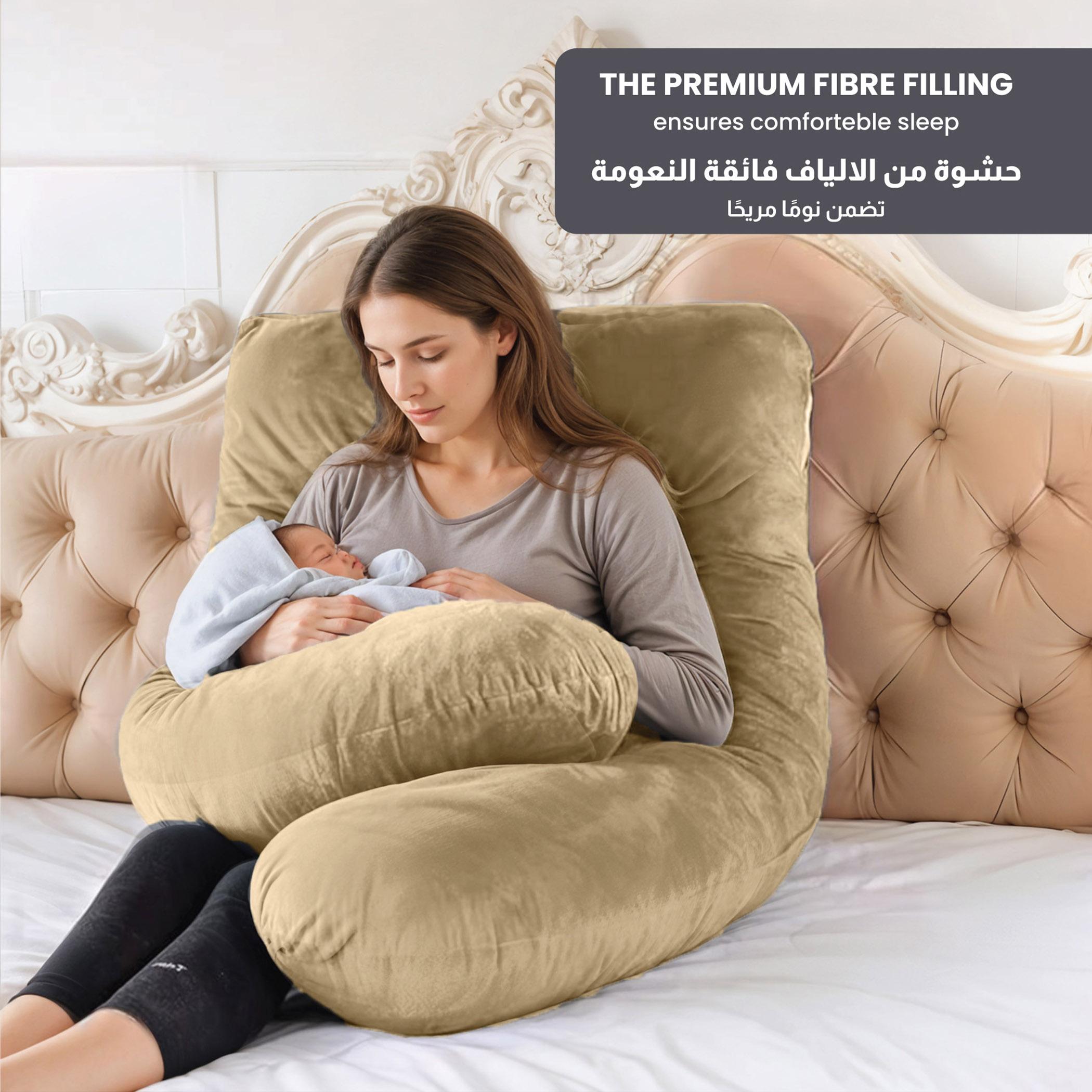 Ultima Velvet 240 GSM U-Shape Pregnancy Pillow - 70x140 cm-hbxdecorandfurnishings-bedding-duvetsandpillows-image-3