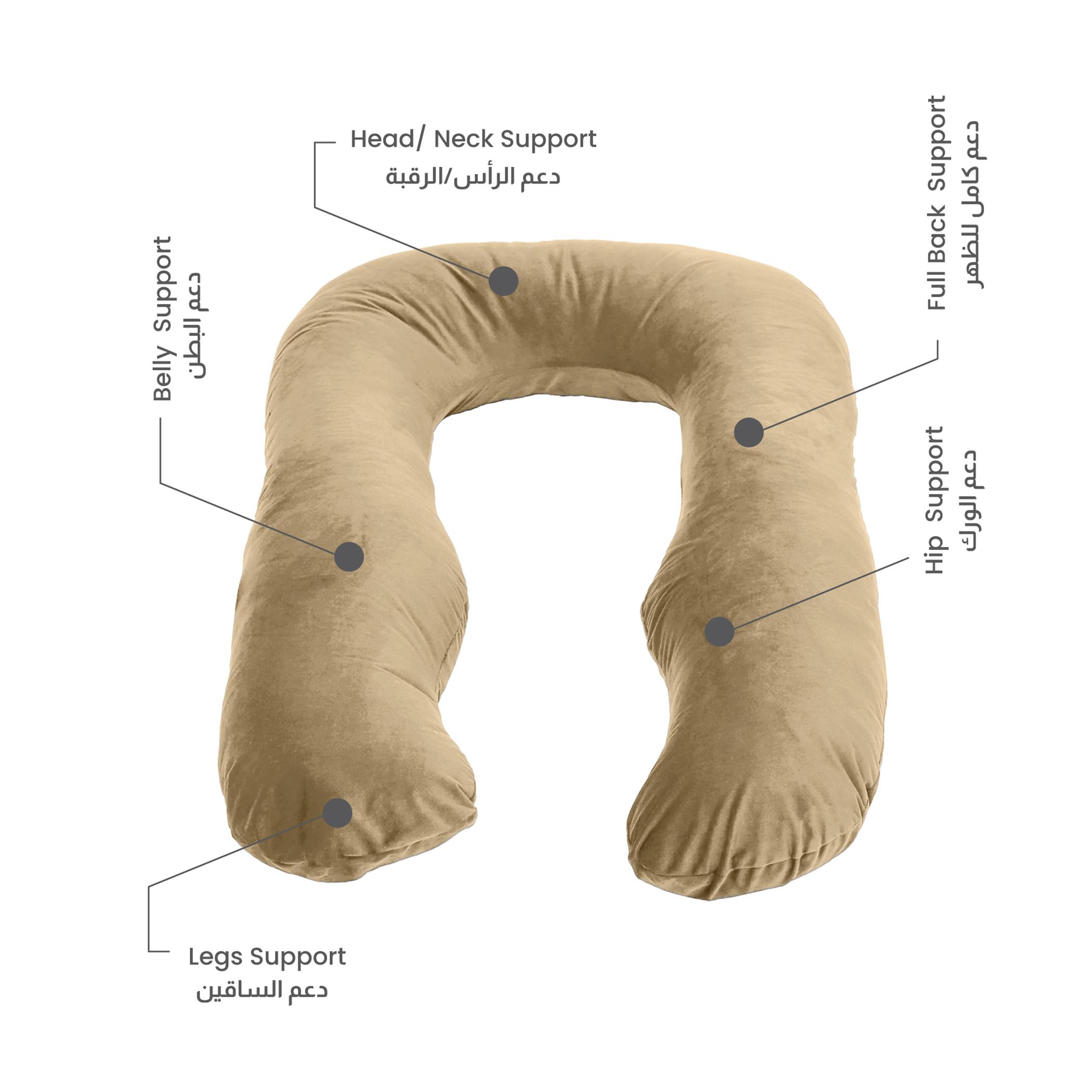 Ultima Velvet 240 GSM U-Shape Pregnancy Pillow - 70x140 cm-hbxdecorandfurnishings-bedding-duvetsandpillows-image-5