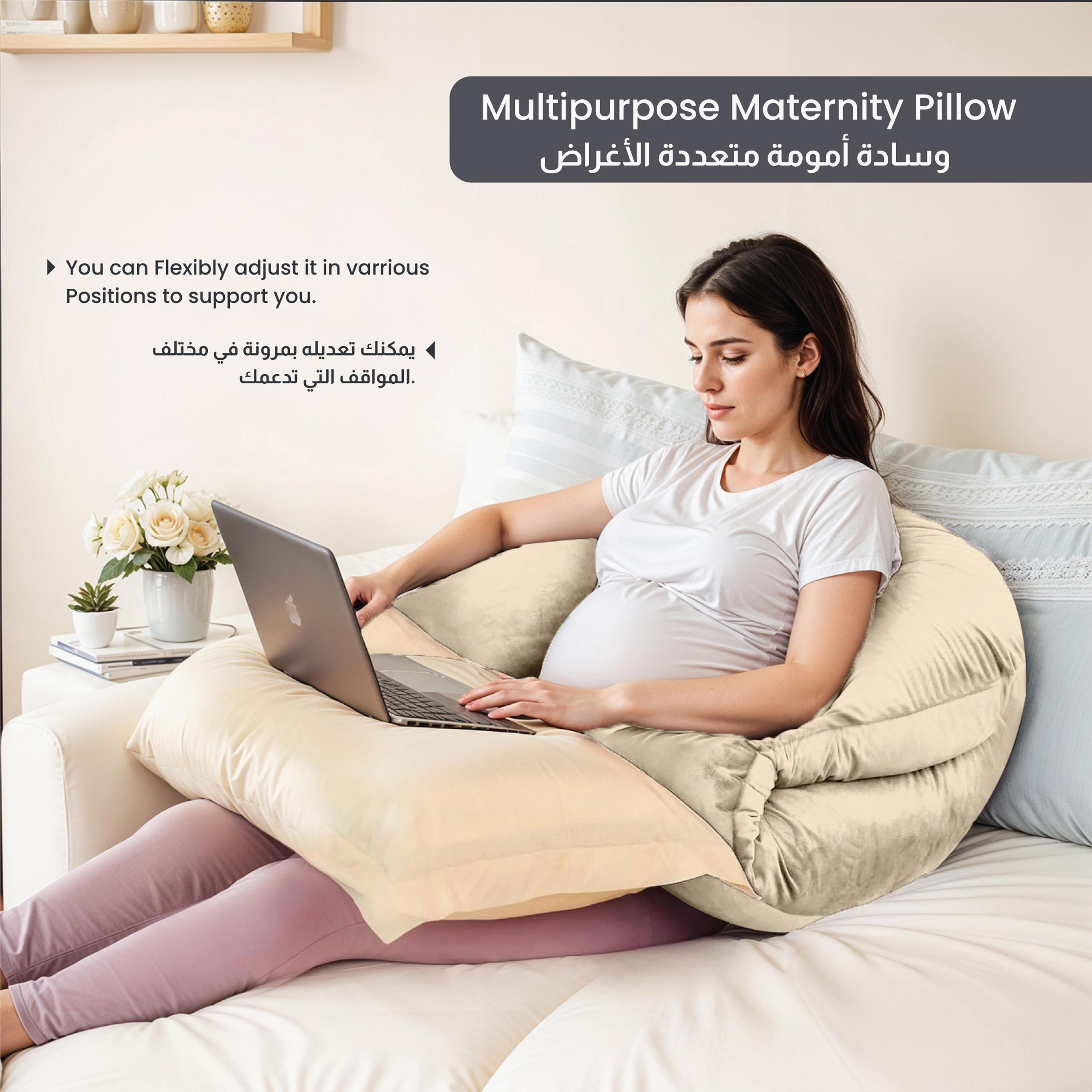 Ultima Velvet 240 GSM U-shape Pregnancy Pillow - 70x140 cm-hbxdecorandfurnishings-bedding-duvetsandpillows-image-1