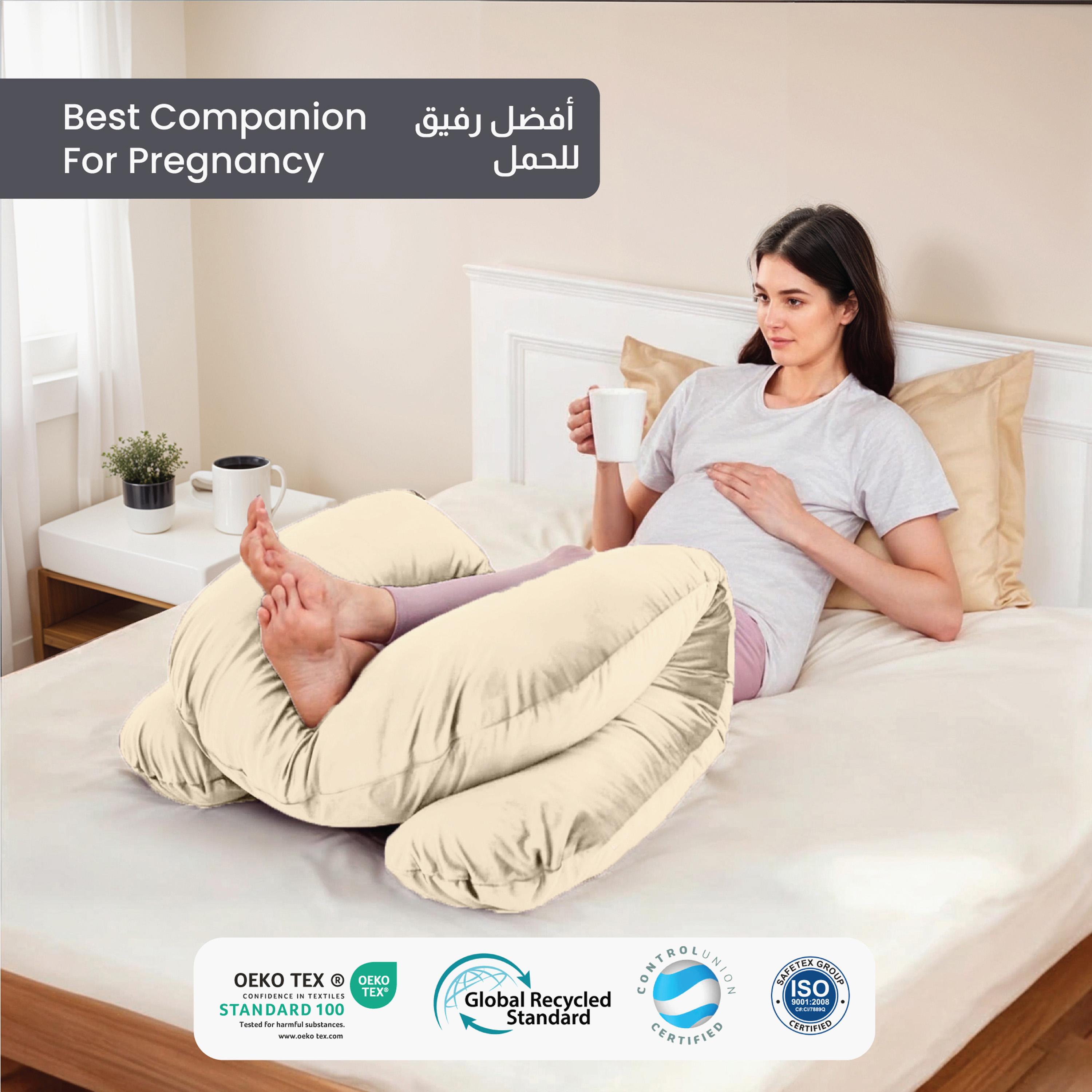 Ultima Velvet 240 GSM U-shape Pregnancy Pillow - 70x140 cm-hbxdecorandfurnishings-bedding-duvetsandpillows-image-2