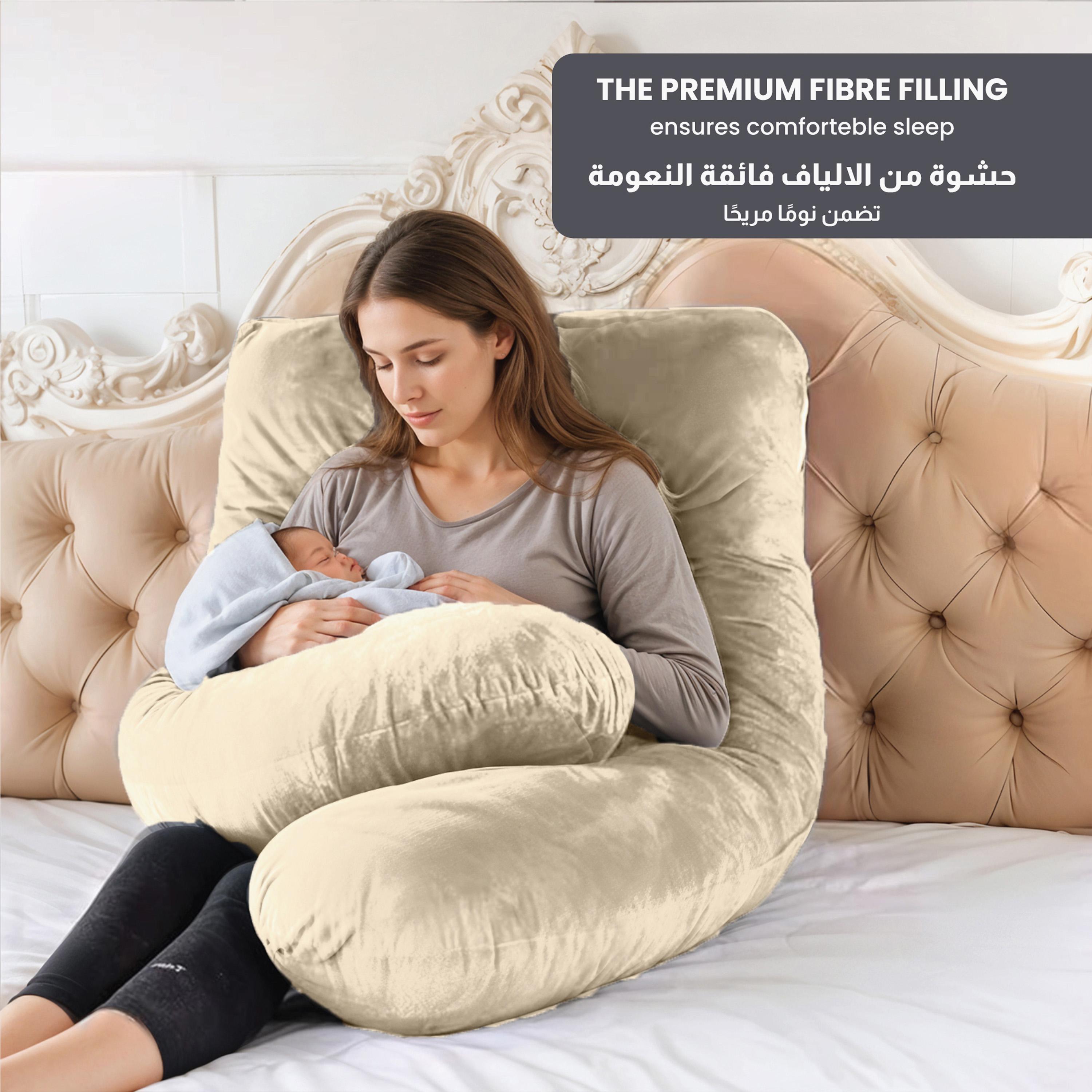 Ultima Velvet 240 GSM U-shape Pregnancy Pillow - 70x140 cm-hbxdecorandfurnishings-bedding-duvetsandpillows-image-3