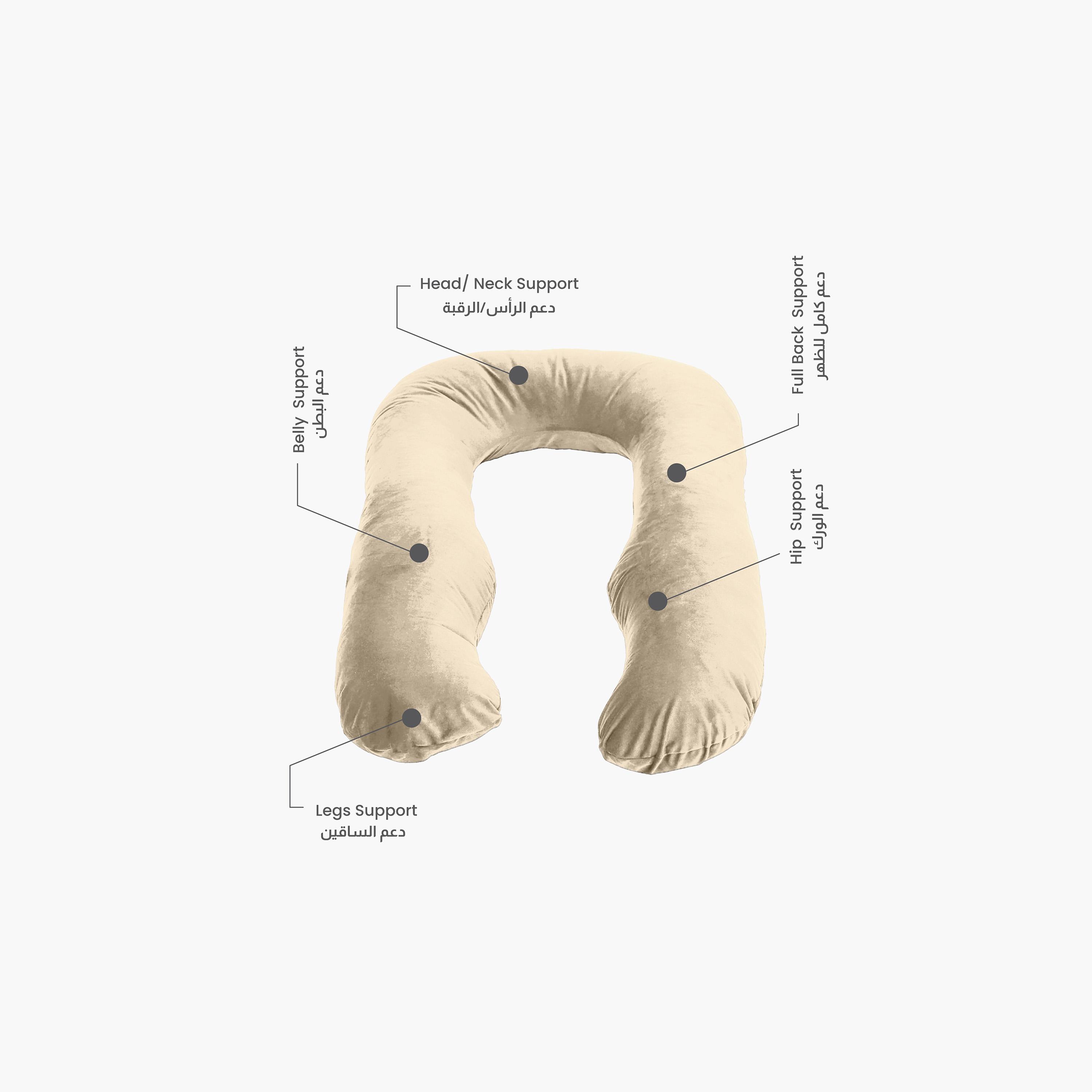 Ultima Velvet 240 GSM U-shape Pregnancy Pillow - 70x140 cm-hbxdecorandfurnishings-bedding-duvetsandpillows-image-5