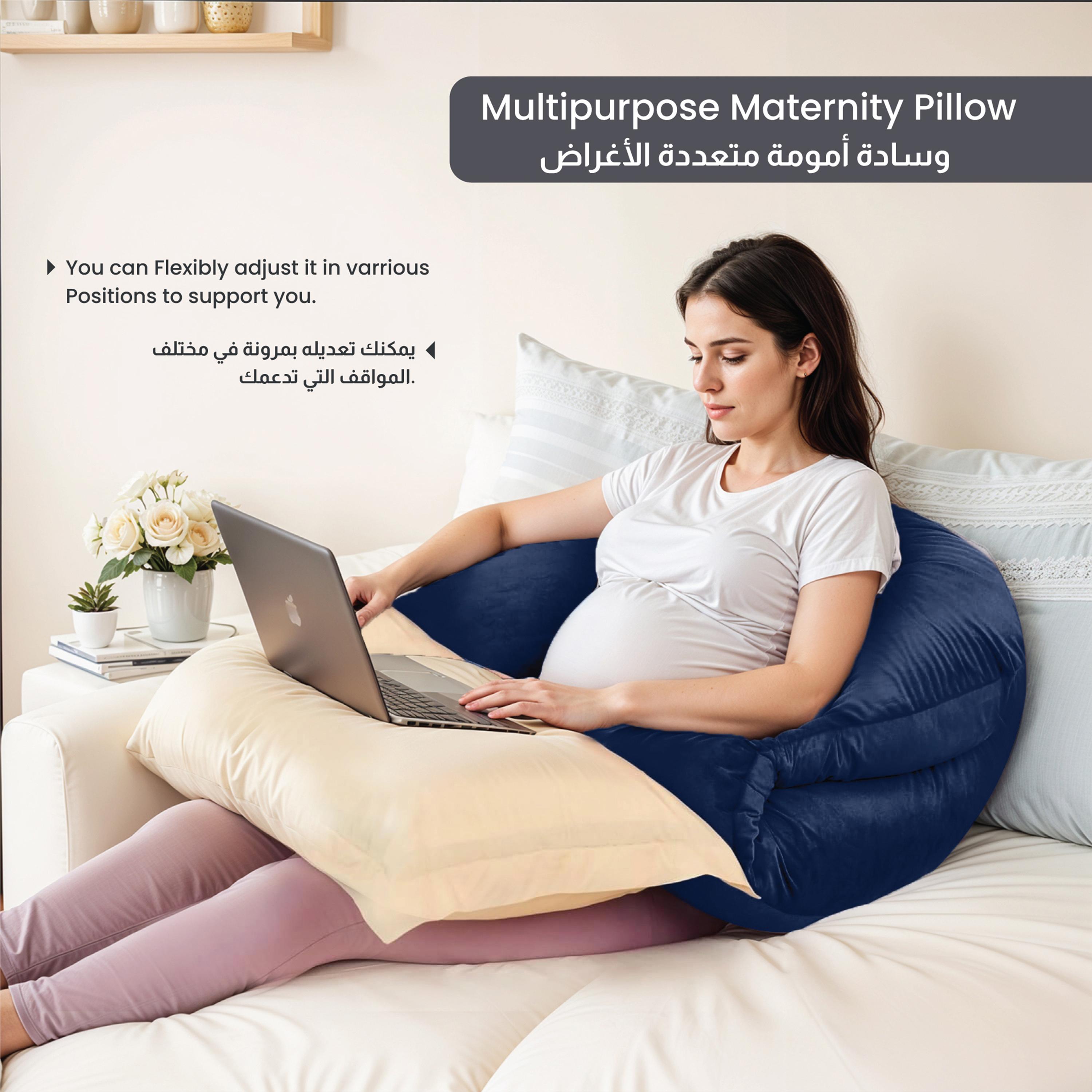 Ultima Velvet 240 GSM U-shape Pregnancy Pillow - 70x140 cm-hbxdecorandfurnishings-bedding-duvetsandpillows-image-1