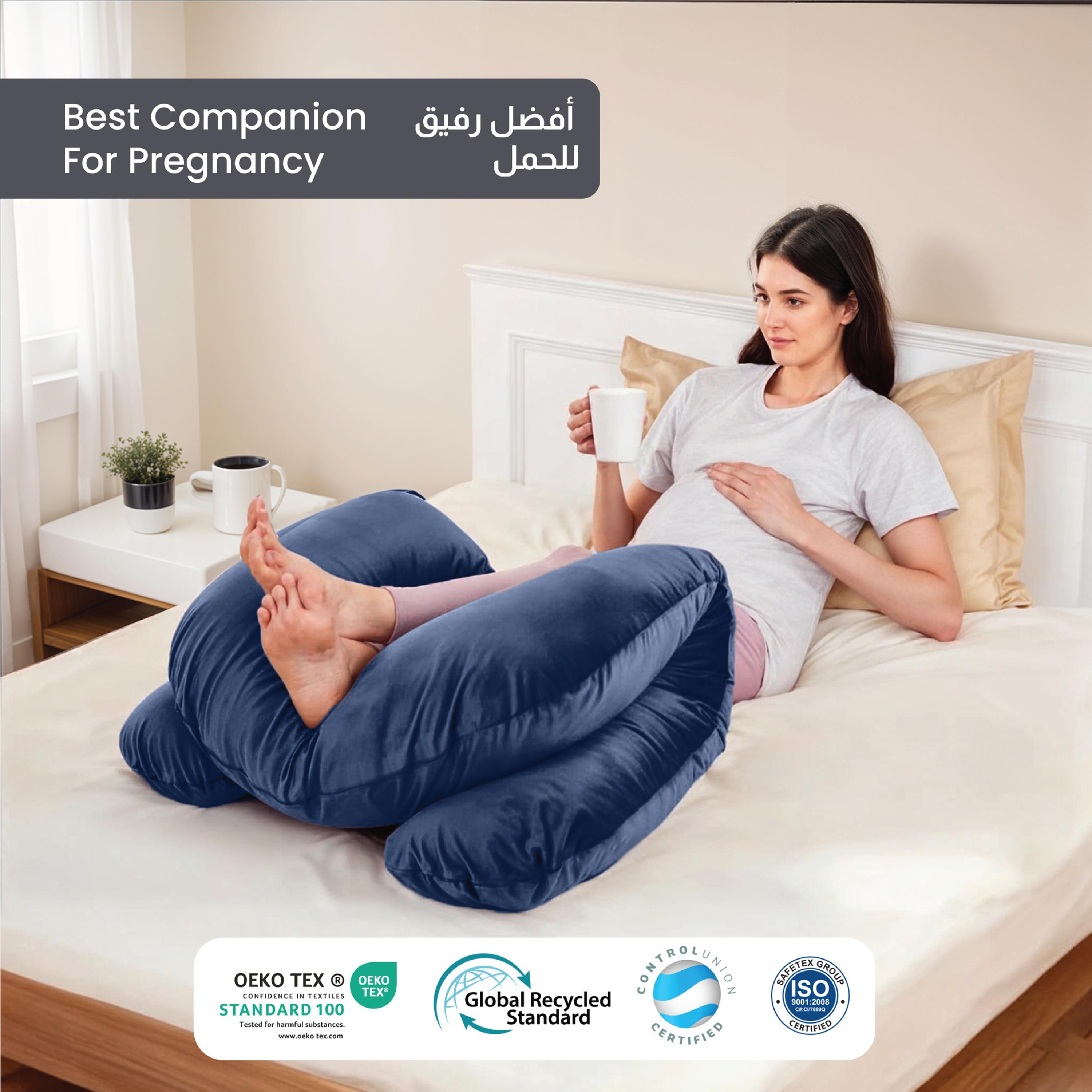 Ultima Velvet 240 GSM U-shape Pregnancy Pillow - 70x140 cm-hbxdecorandfurnishings-bedding-duvetsandpillows-image-2