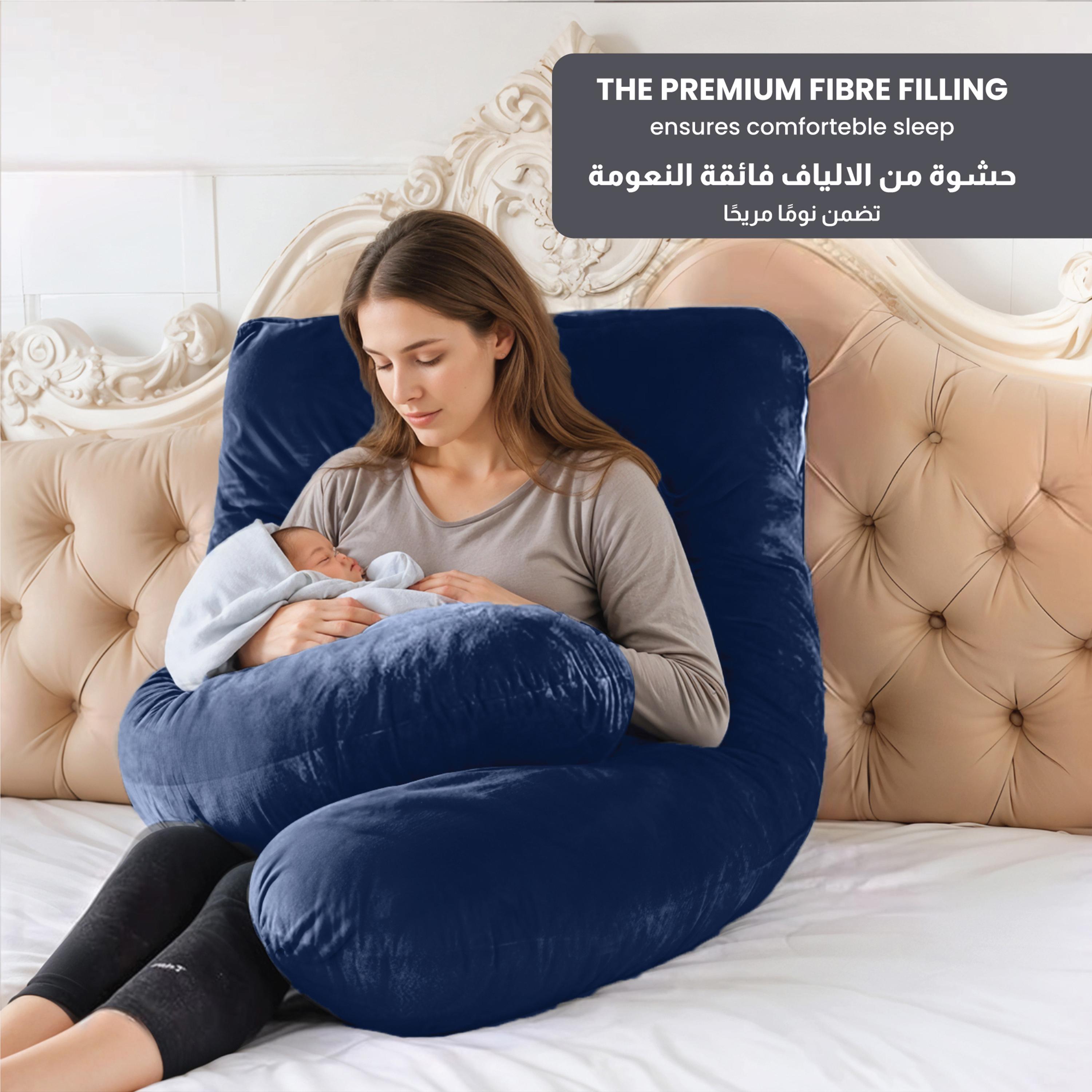 Ultima Velvet 240 GSM U-shape Pregnancy Pillow - 70x140 cm-hbxdecorandfurnishings-bedding-duvetsandpillows-image-3