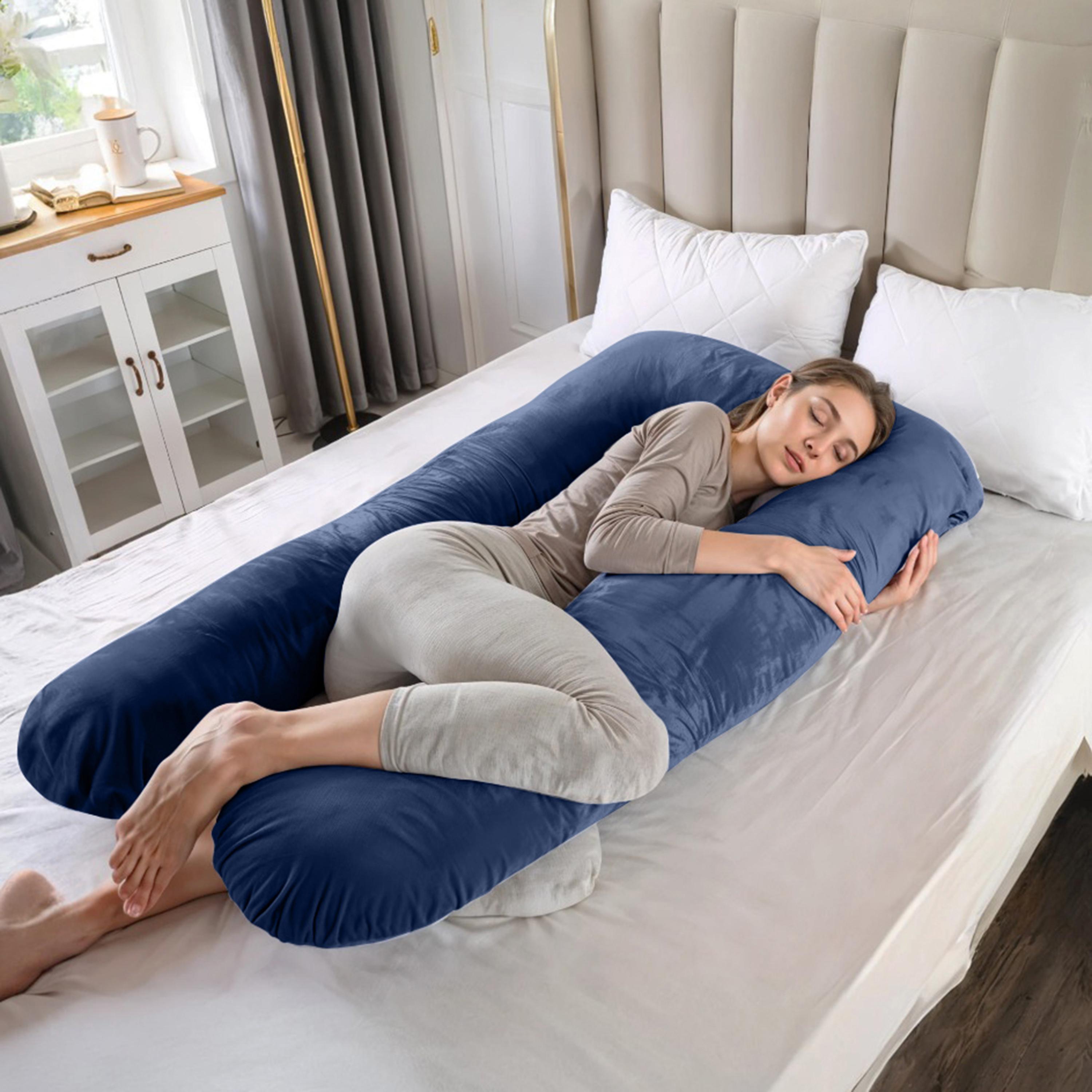 Ultima Velvet 240 GSM U-shape Pregnancy Pillow - 70x140 cm-hbxdecorandfurnishings-bedding-duvetsandpillows-image-4