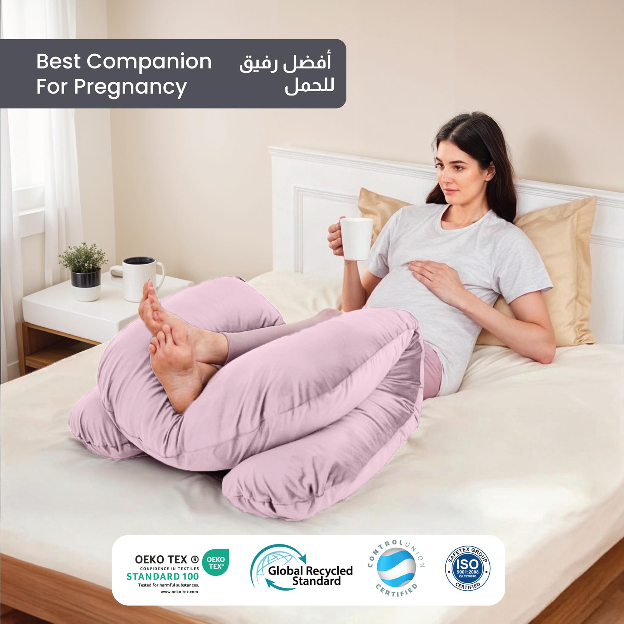 Ultima Velvet 240 GSM U-Shape Pregnancy Pillow - 70x140 cm-hbxdecorandfurnishings-bedding-duvetsandpillows-image-3