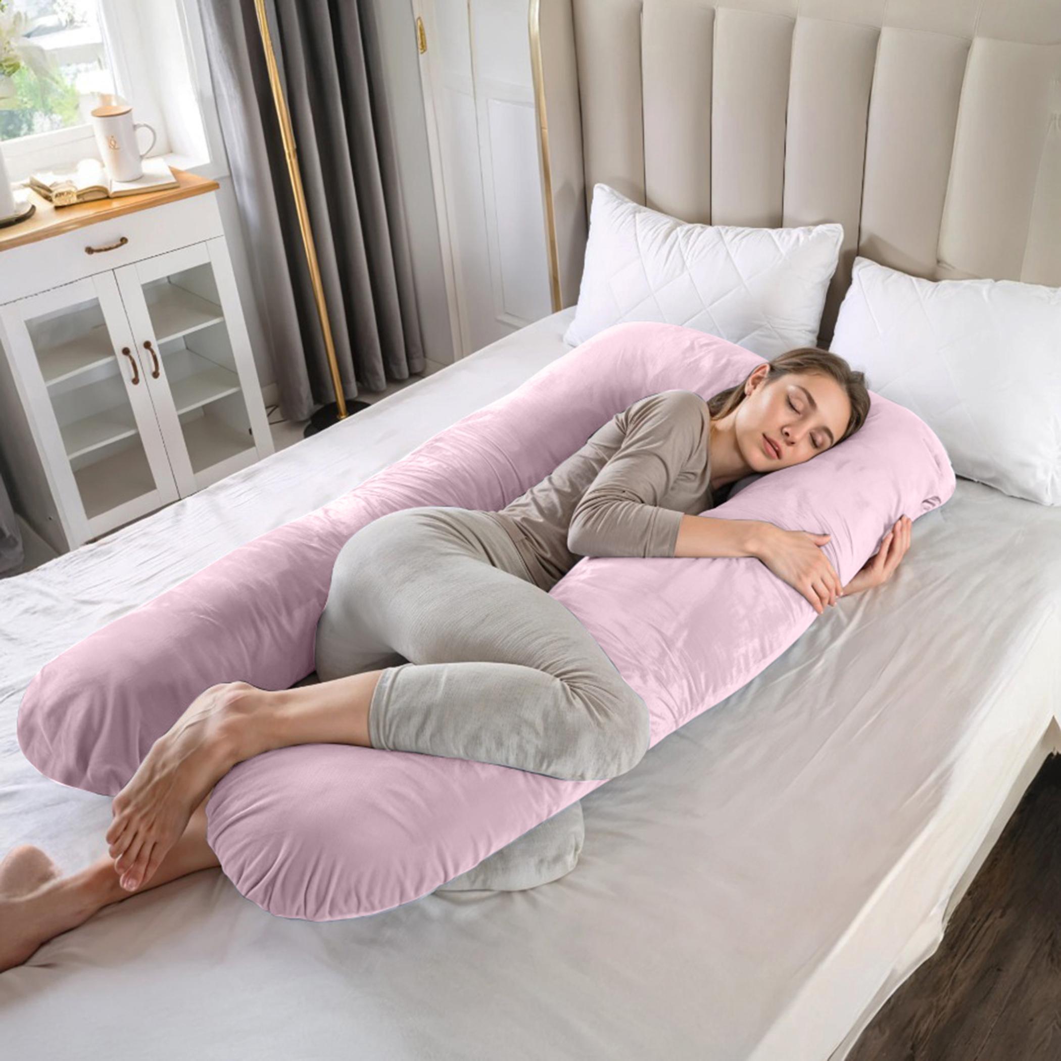 Ultima Velvet 240 GSM U-Shape Pregnancy Pillow - 70x140 cm-hbxdecorandfurnishings-bedding-duvetsandpillows-image-1