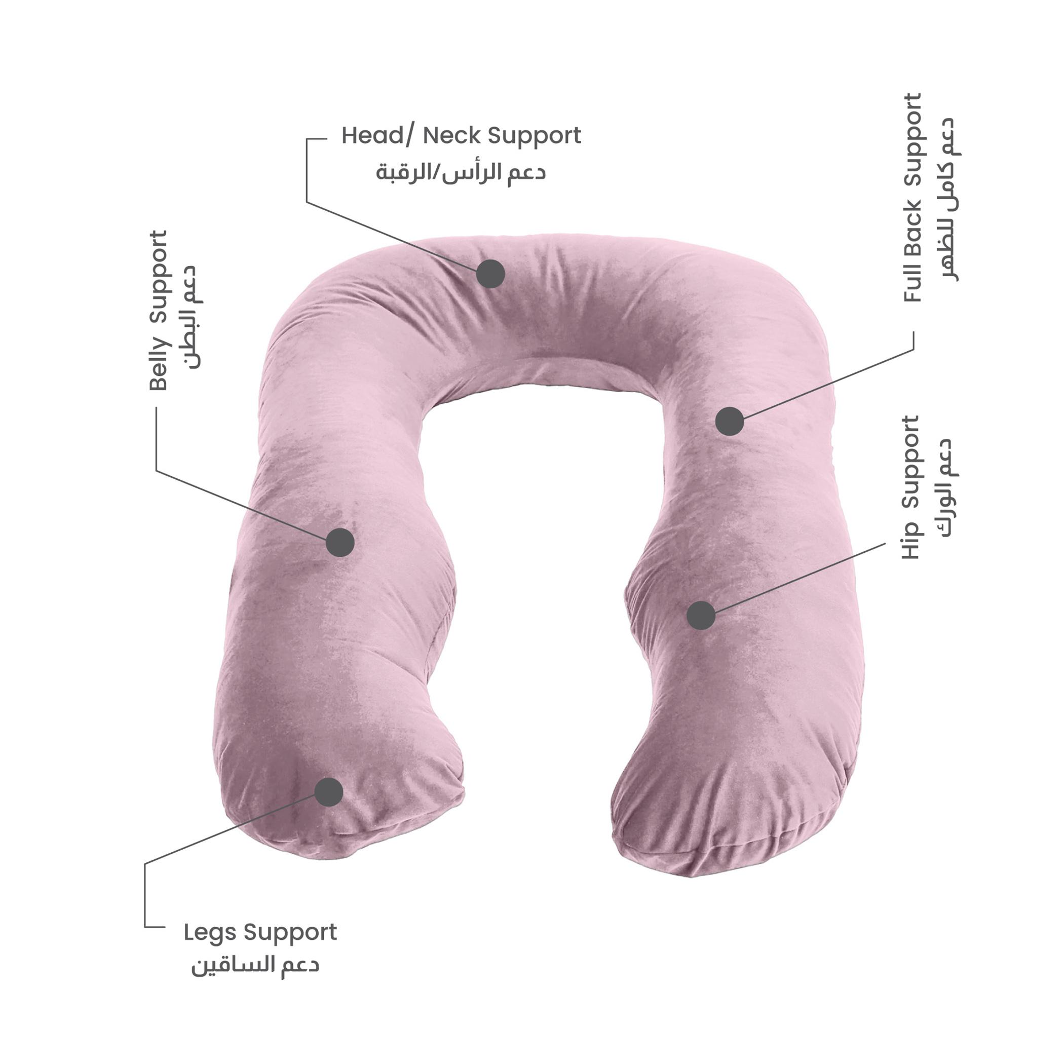 Ultima Velvet 240 GSM U-Shape Pregnancy Pillow - 70x140 cm-hbxdecorandfurnishings-bedding-duvetsandpillows-image-5