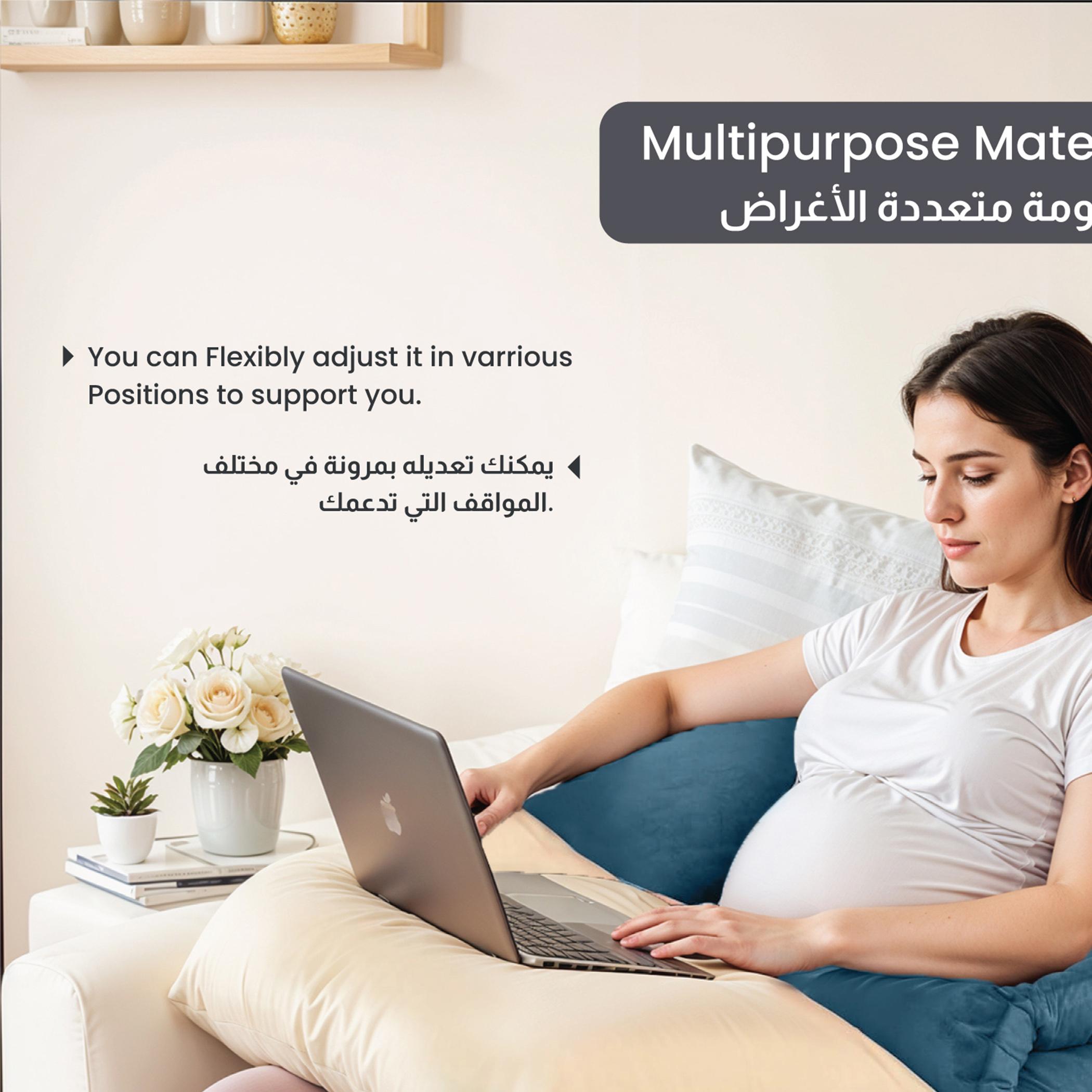 Ultima 240gsm Velvet U Shape Pregnancy Pillow - 70x140 cm-hbxdecorandfurnishings-bedding-duvetsandpillows-image-2