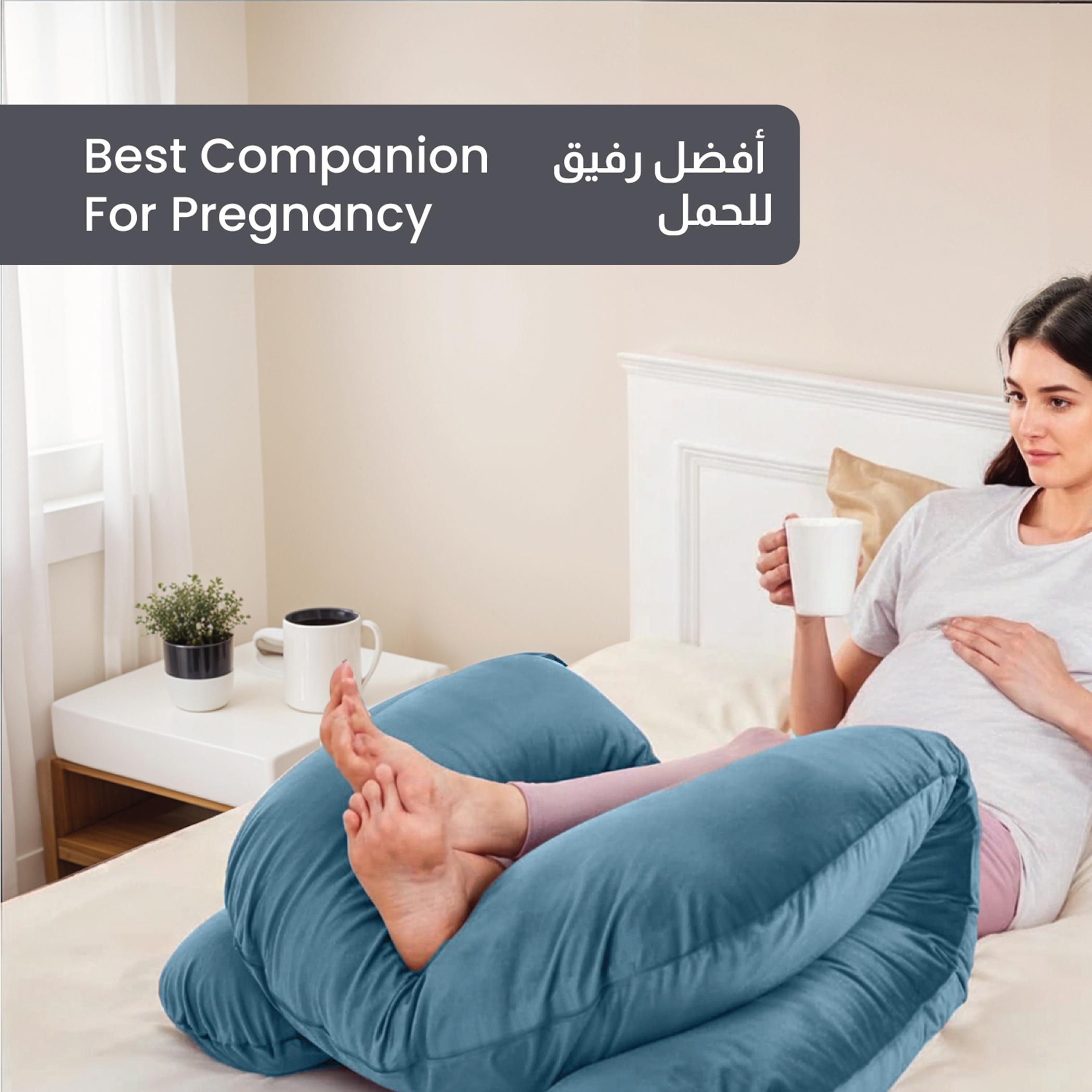 Ultima 240gsm Velvet U Shape Pregnancy Pillow - 70x140 cm-hbxdecorandfurnishings-bedding-duvetsandpillows-image-3