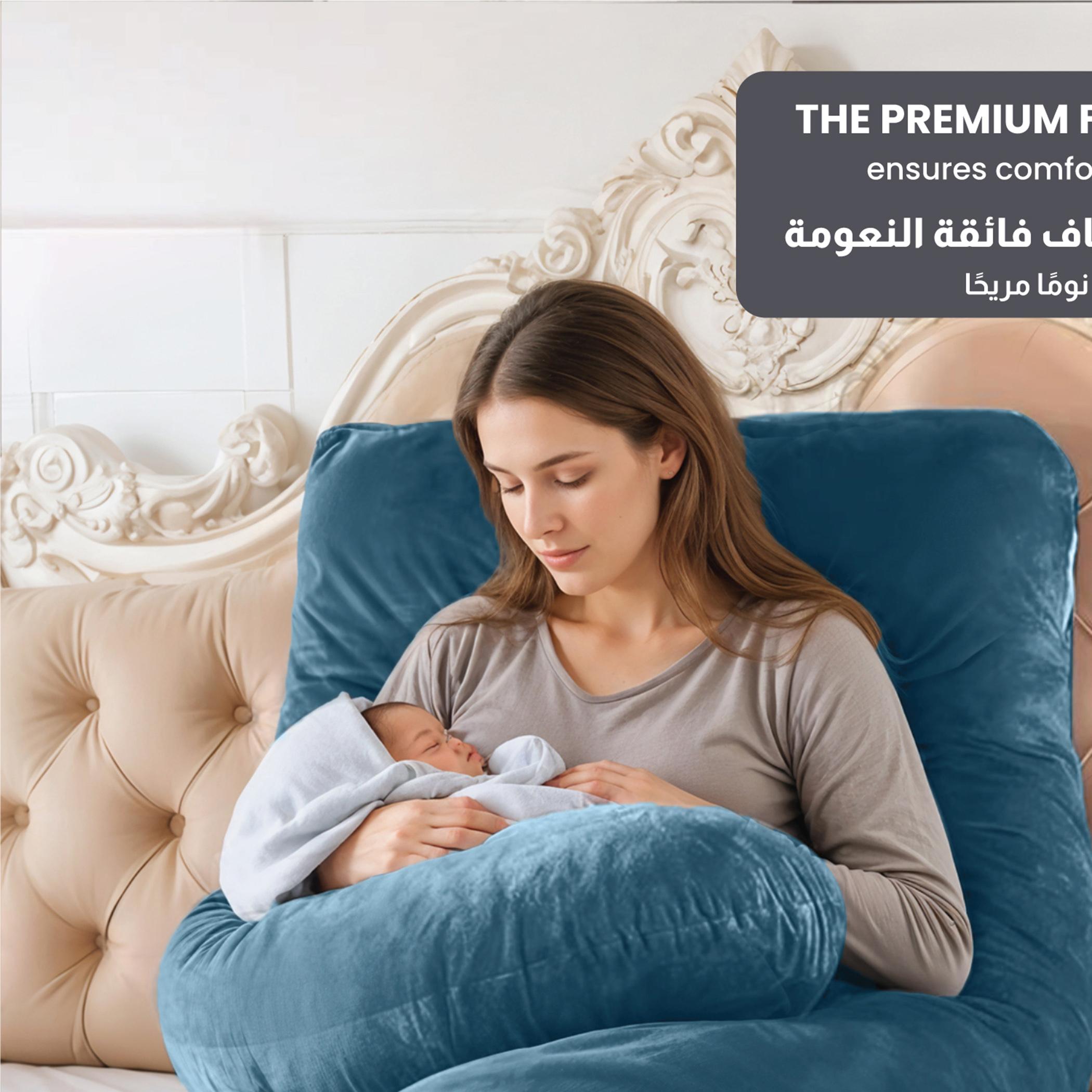 Ultima 240gsm Velvet U Shape Pregnancy Pillow - 70x140 cm-hbxdecorandfurnishings-bedding-duvetsandpillows-image-4