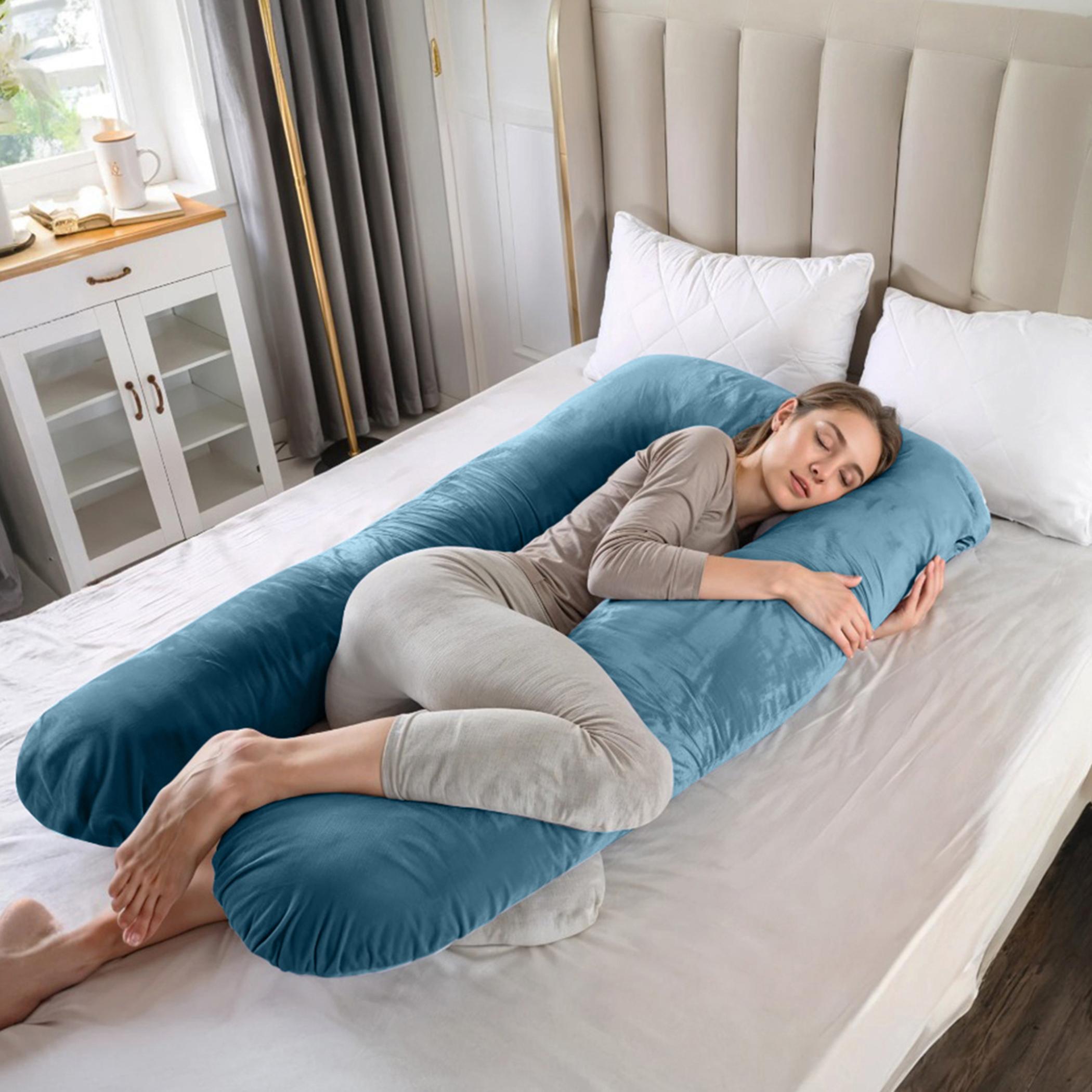 Ultima 240gsm Velvet U Shape Pregnancy Pillow - 70x140 cm-hbxdecorandfurnishings-bedding-duvetsandpillows-image-1