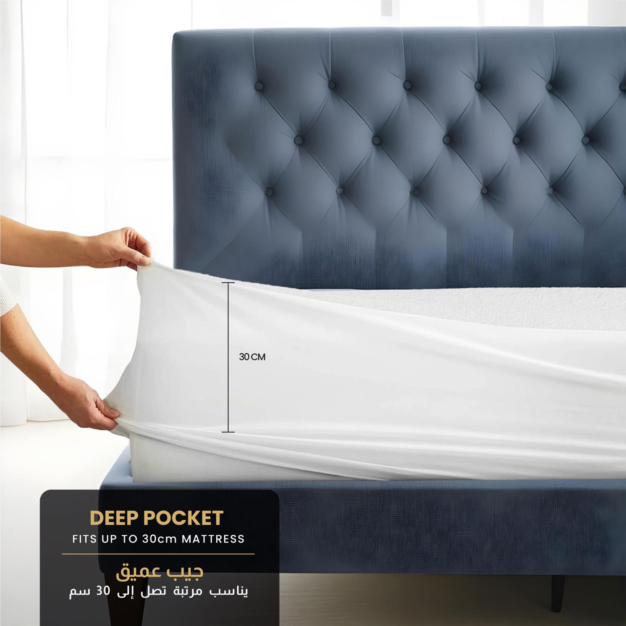 Ultima Waterproof Premium Cotton Terry Deep Pocket Twin Mattress Protector - 120x200 cm-hbxbedroom-bedding-protectorsandtoppers-image-4