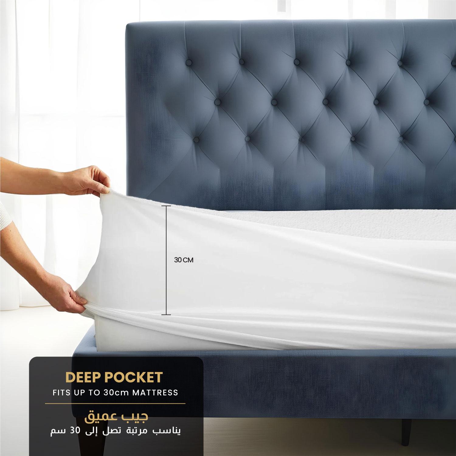 Ultima Waterproof Premium Cotton Terry Deep Pocket Queen Mattress Protector - 150x200 cm-hbxbedroom-bedding-protectorsandtoppers-image-4