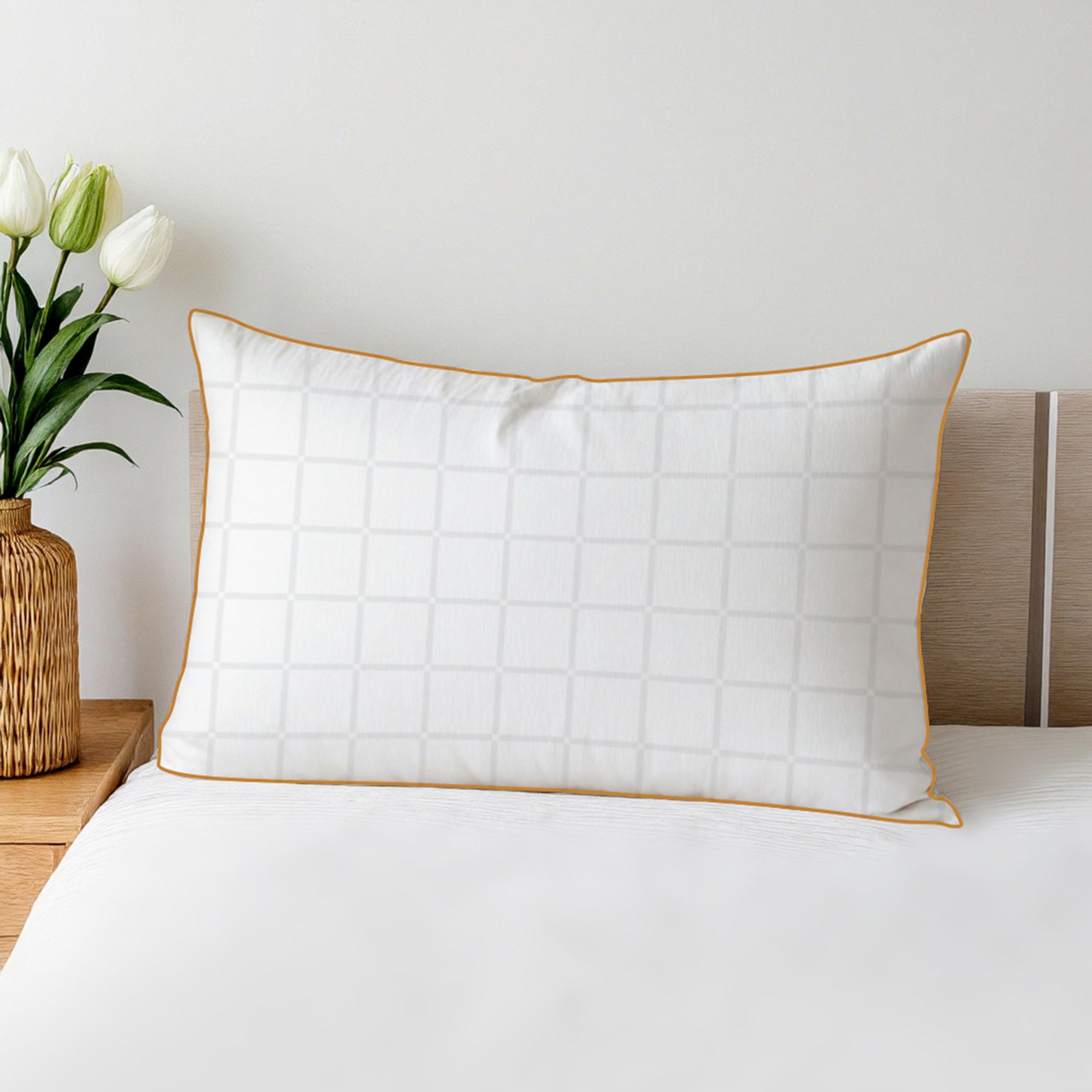 Ultima Premium 100% Cotton Grid Pattern Gazette Pillow - 50x90 cm-hbxdecorandfurnishings-bedding-duvetsandpillows-image-1