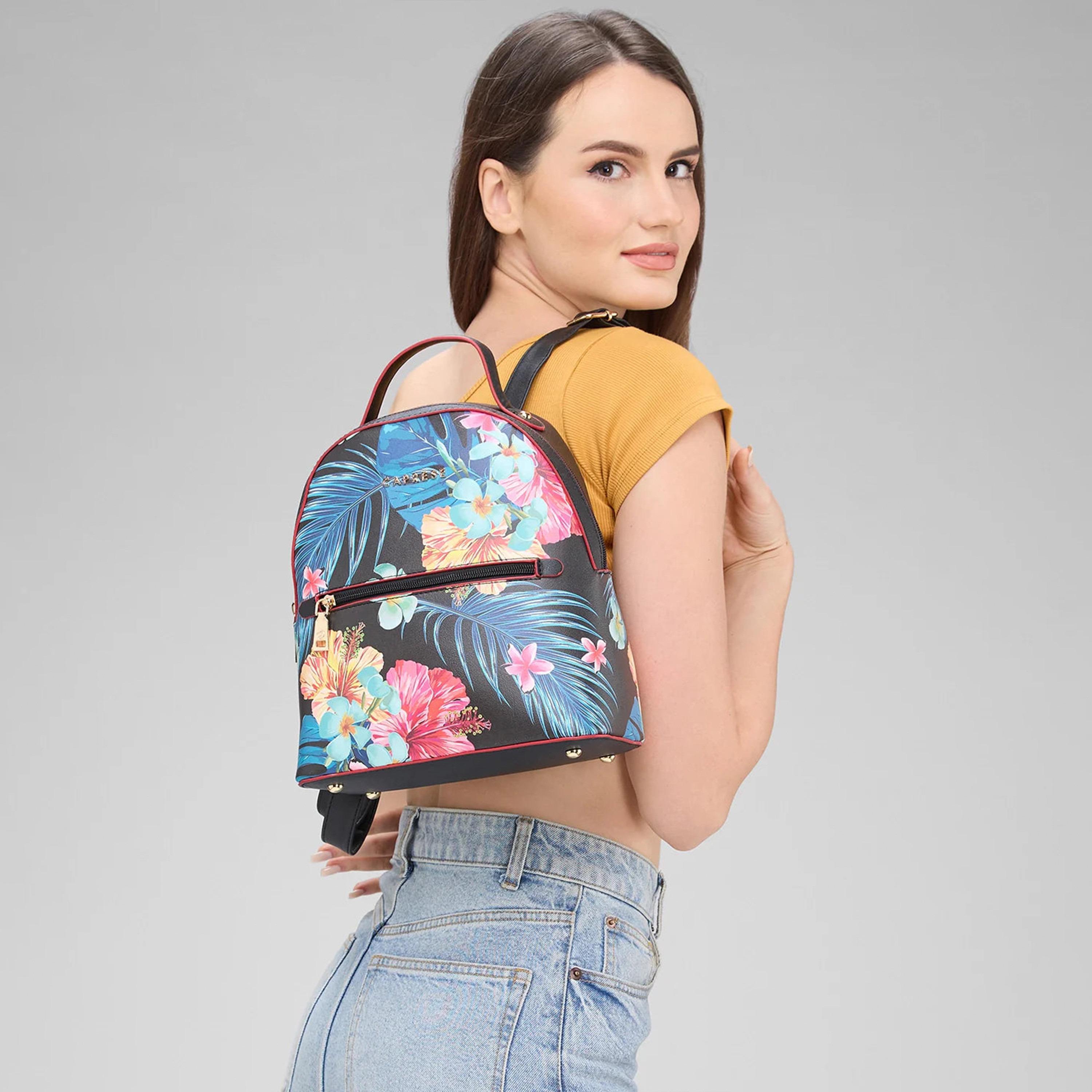 Caprese Printed Top Handle Mini Backpack with Zipper Closure and Adjustable Strap | 27 x 24 x 13 cm-travel-luggagesandbags-backpacks-image-2