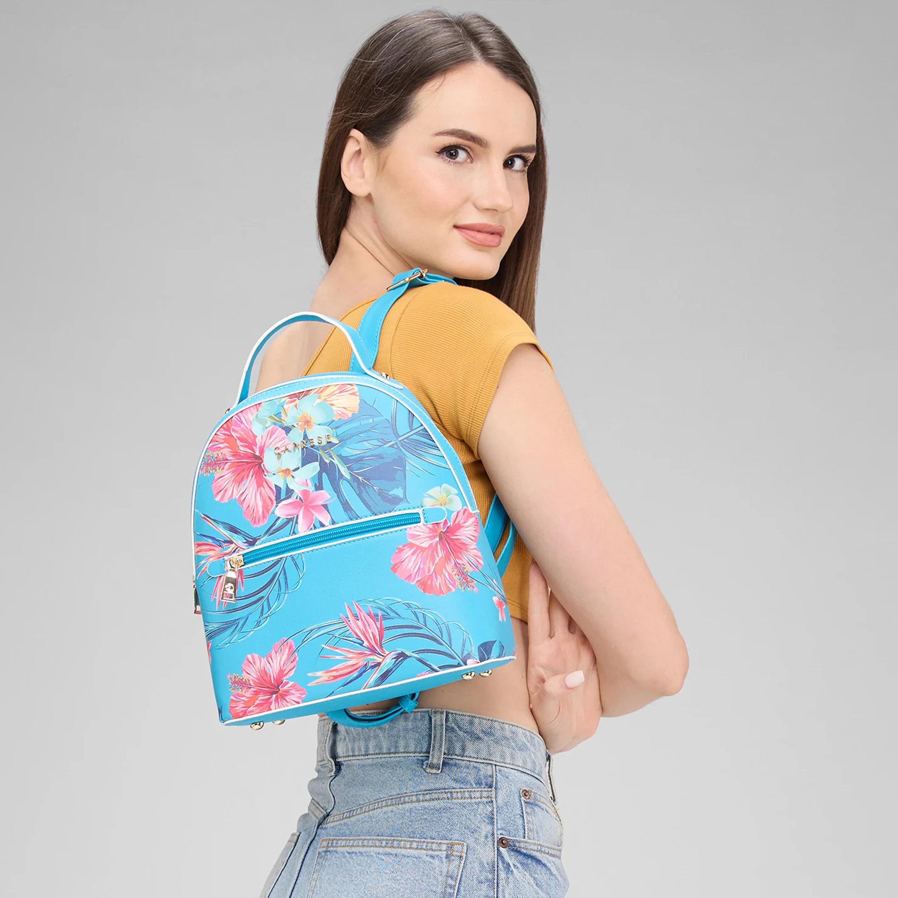 Caprese Printed Top Handle Mini Backpack with Zipper Closure and Adjustable Strap | 27 x 24 x 13 cm-travel-luggagesandbags-backpacks-image-2